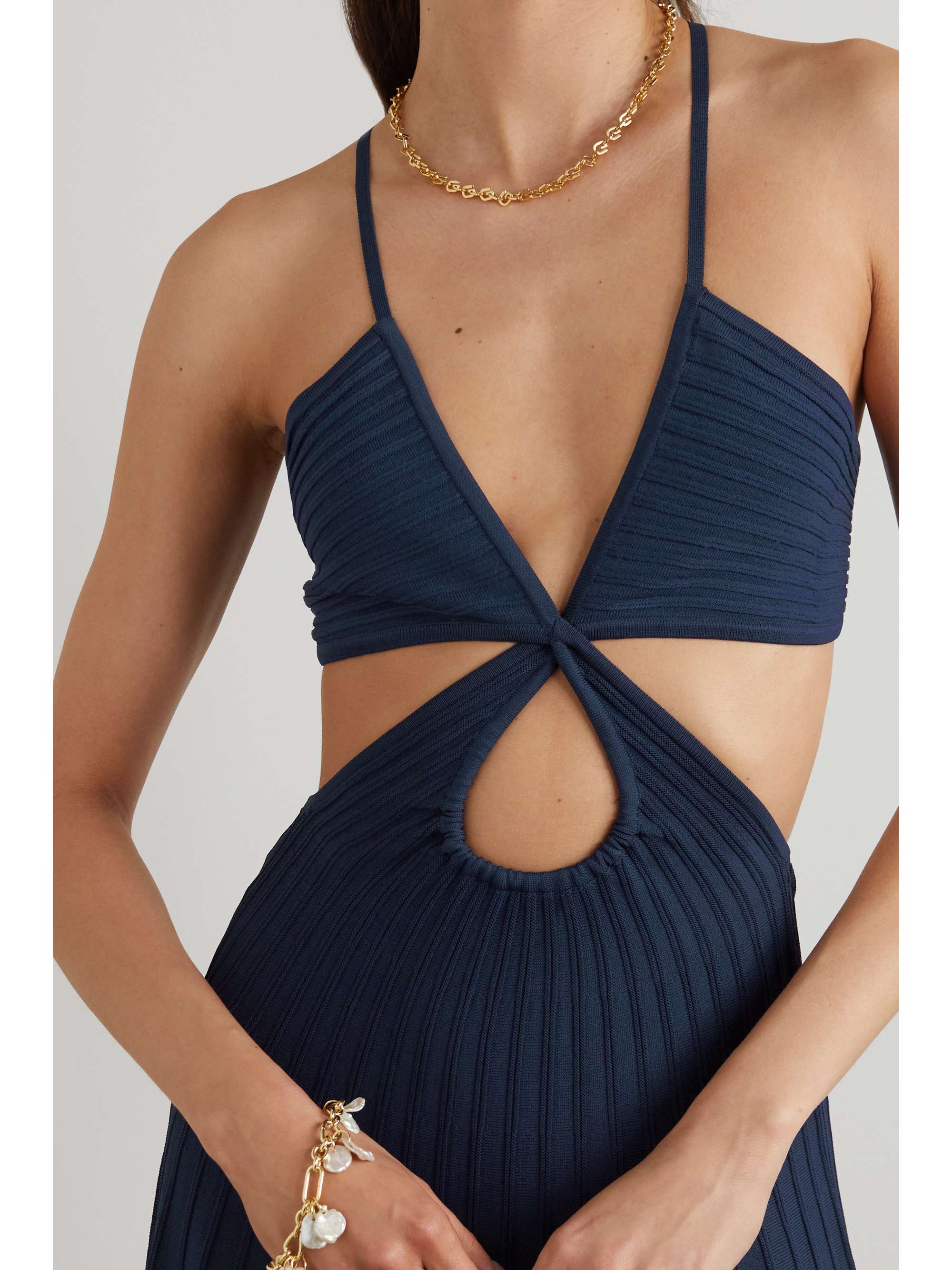 CULT GAIA Ottilia cutout ribbed-knit midi dress