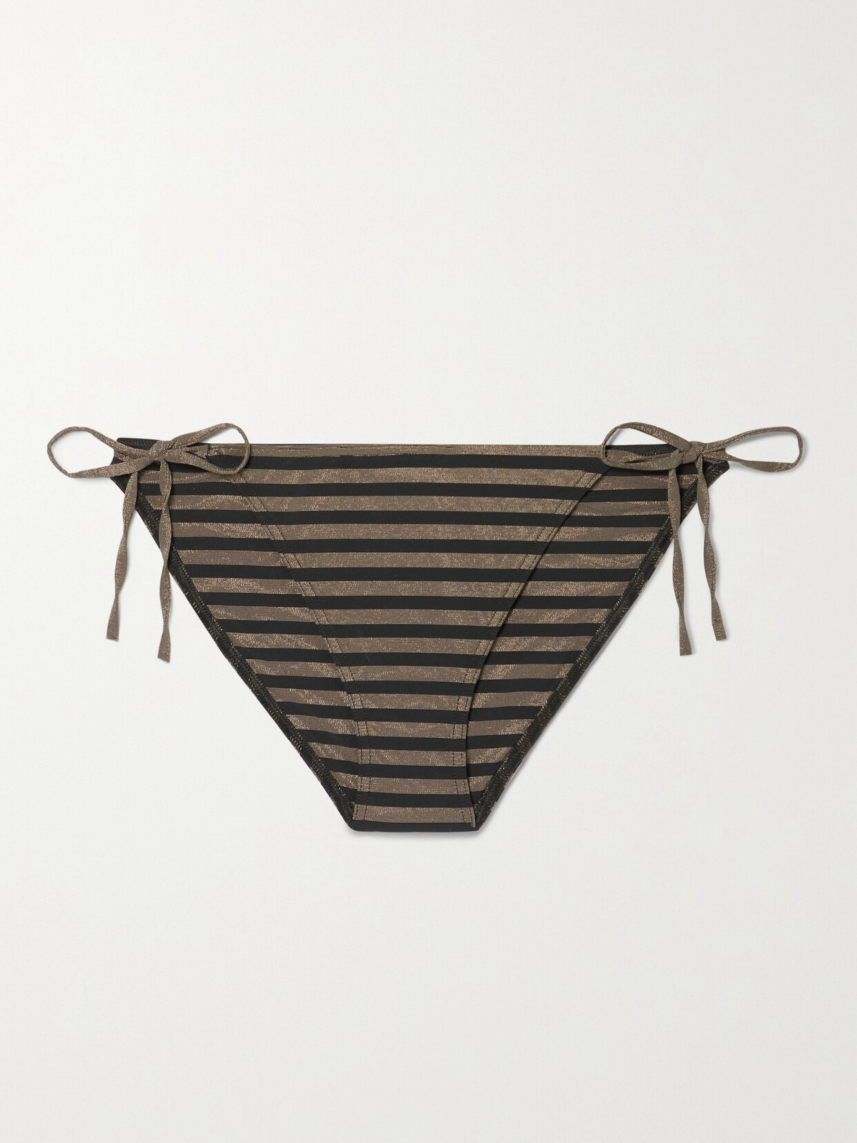 Eres Backgammon Round Striped Stretch-lurex Bikini Briefs - Black