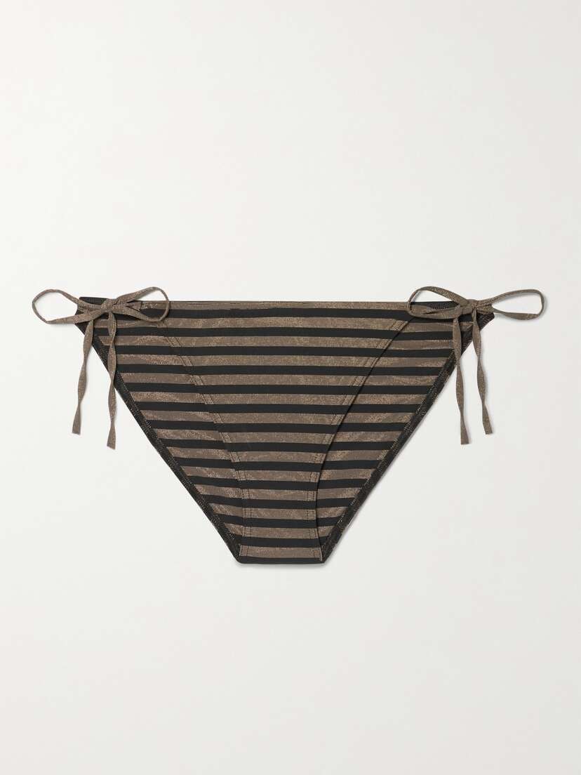 Eres Backgammon Round Striped Stretch-lurex Bikini Briefs