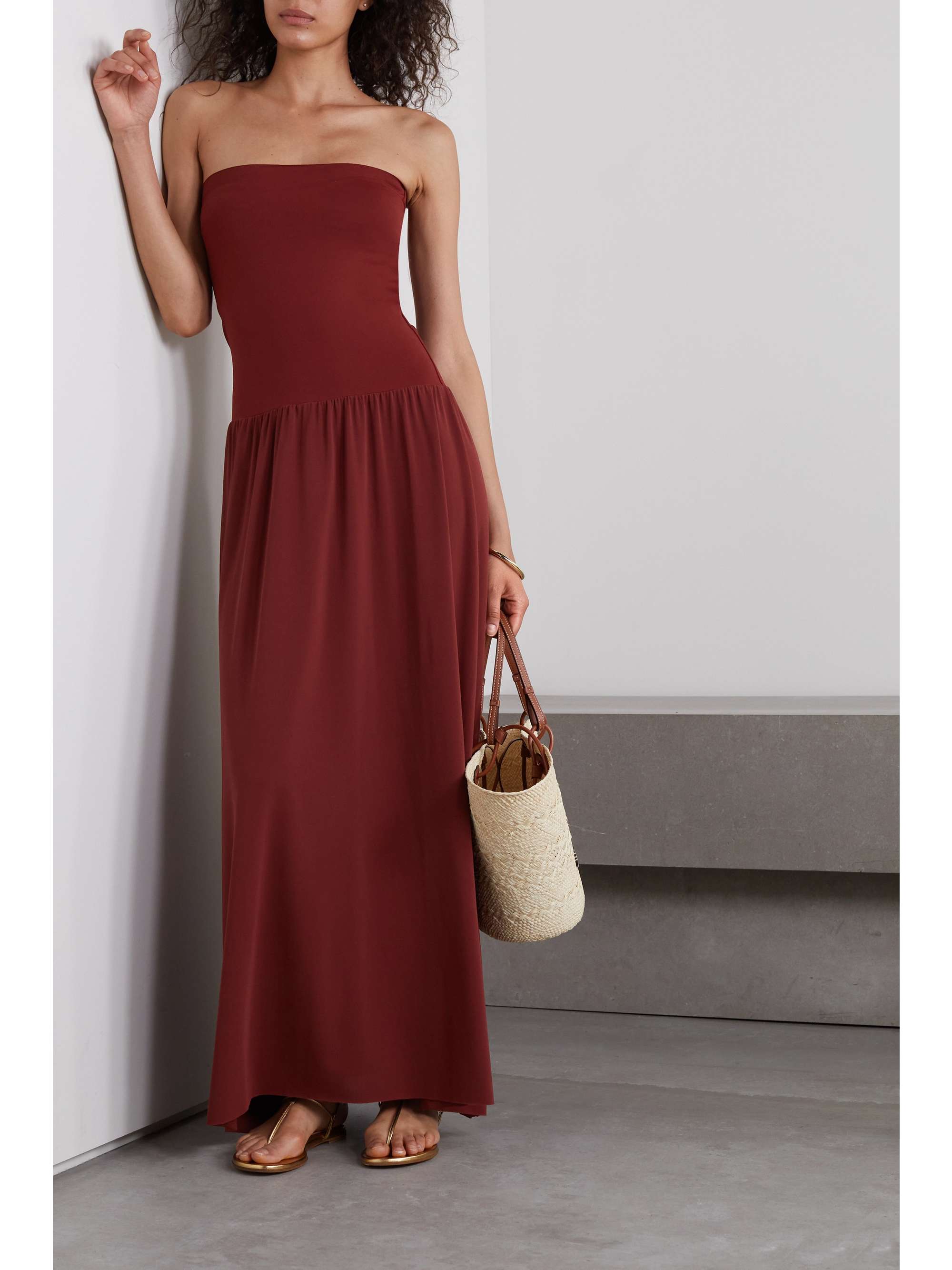 Maroon deals strapless dress