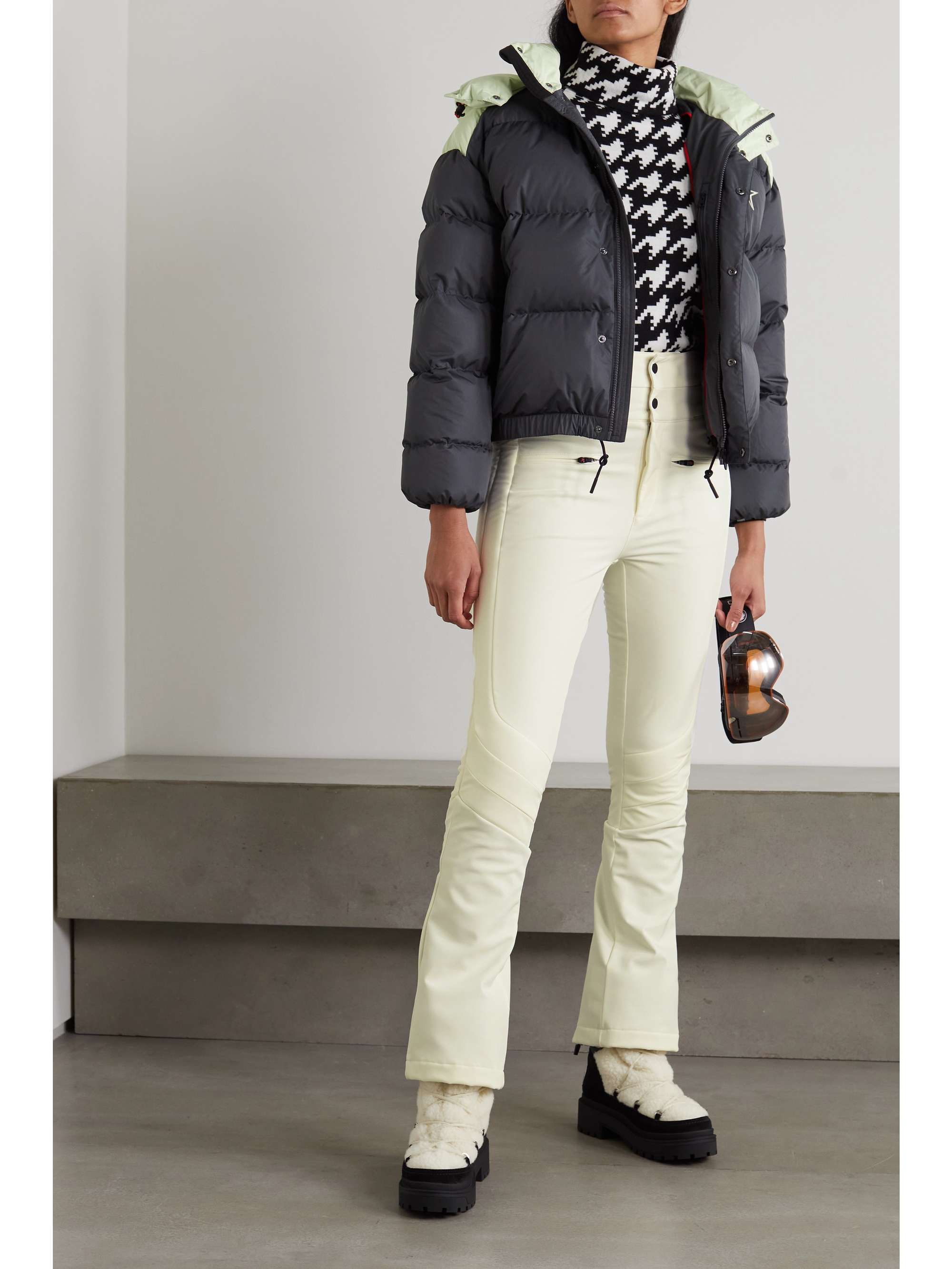 PERFECT MOMENT Aurora houndstooth high-rise flared ski pants
