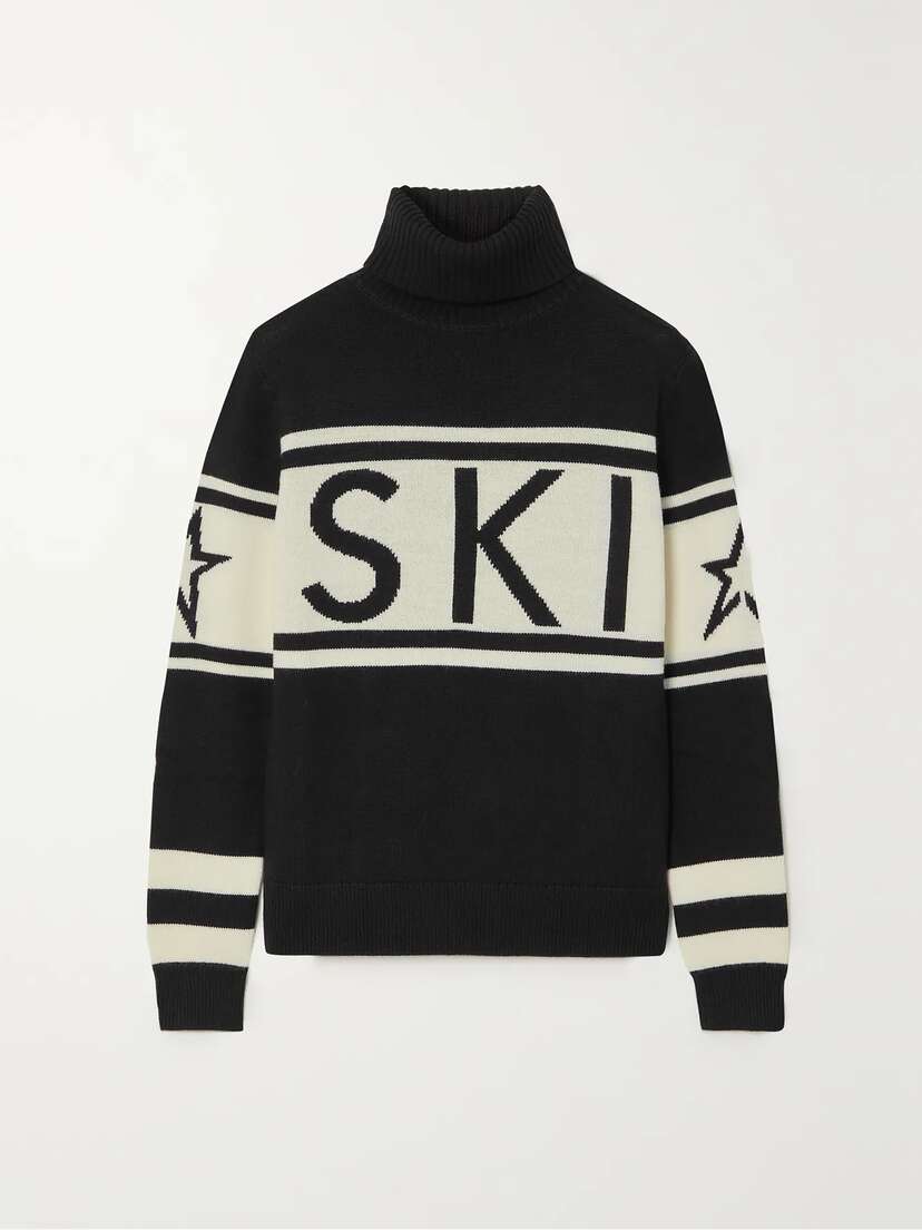 Perfect Moment Schild Intarsia Merino Wool Turtleneck Sweater