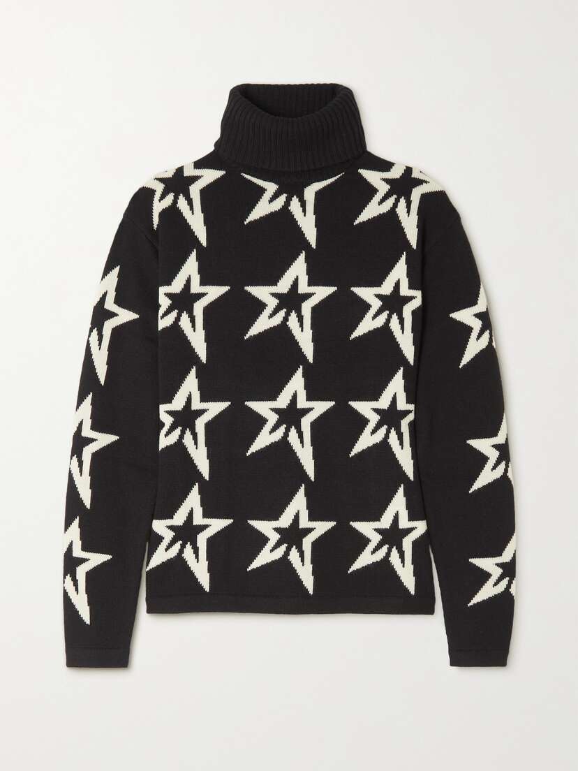 Perfect Moment Star Dust Intarsia Merino Wool Turtleneck Sweater