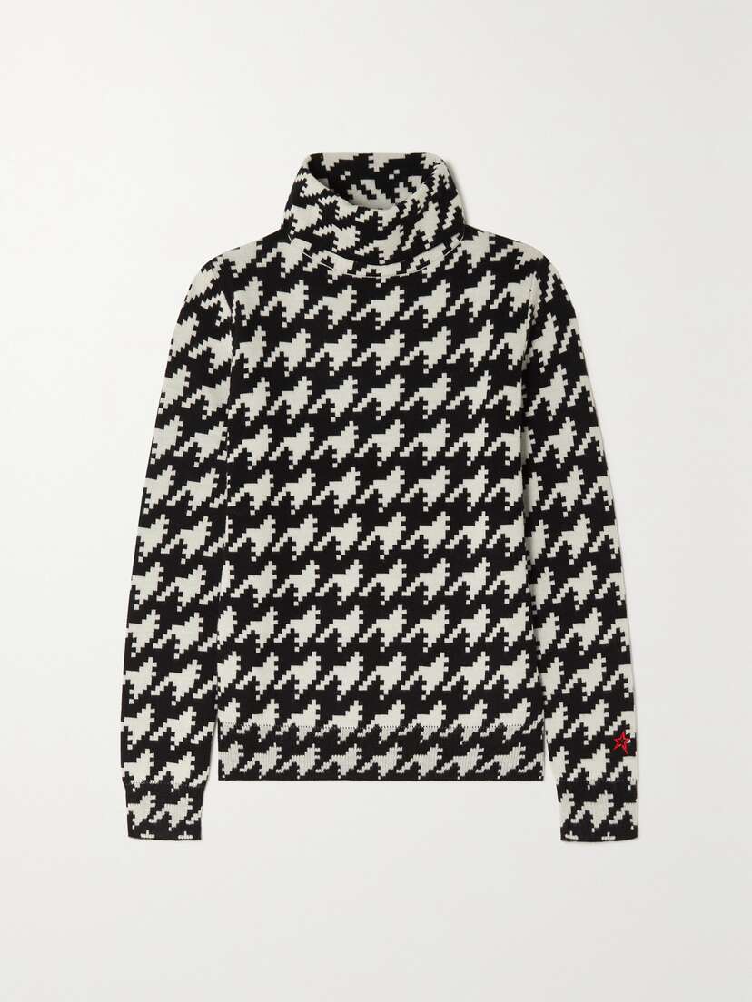 Perfect Moment Houndstooth Merino Wool Turtleneck Sweater
