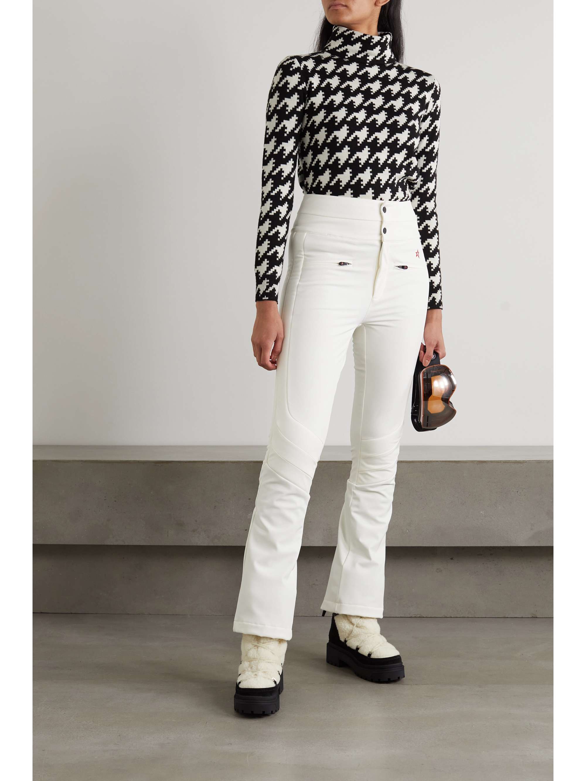 PERFECT MOMENT Houndstooth merino wool turtleneck sweater