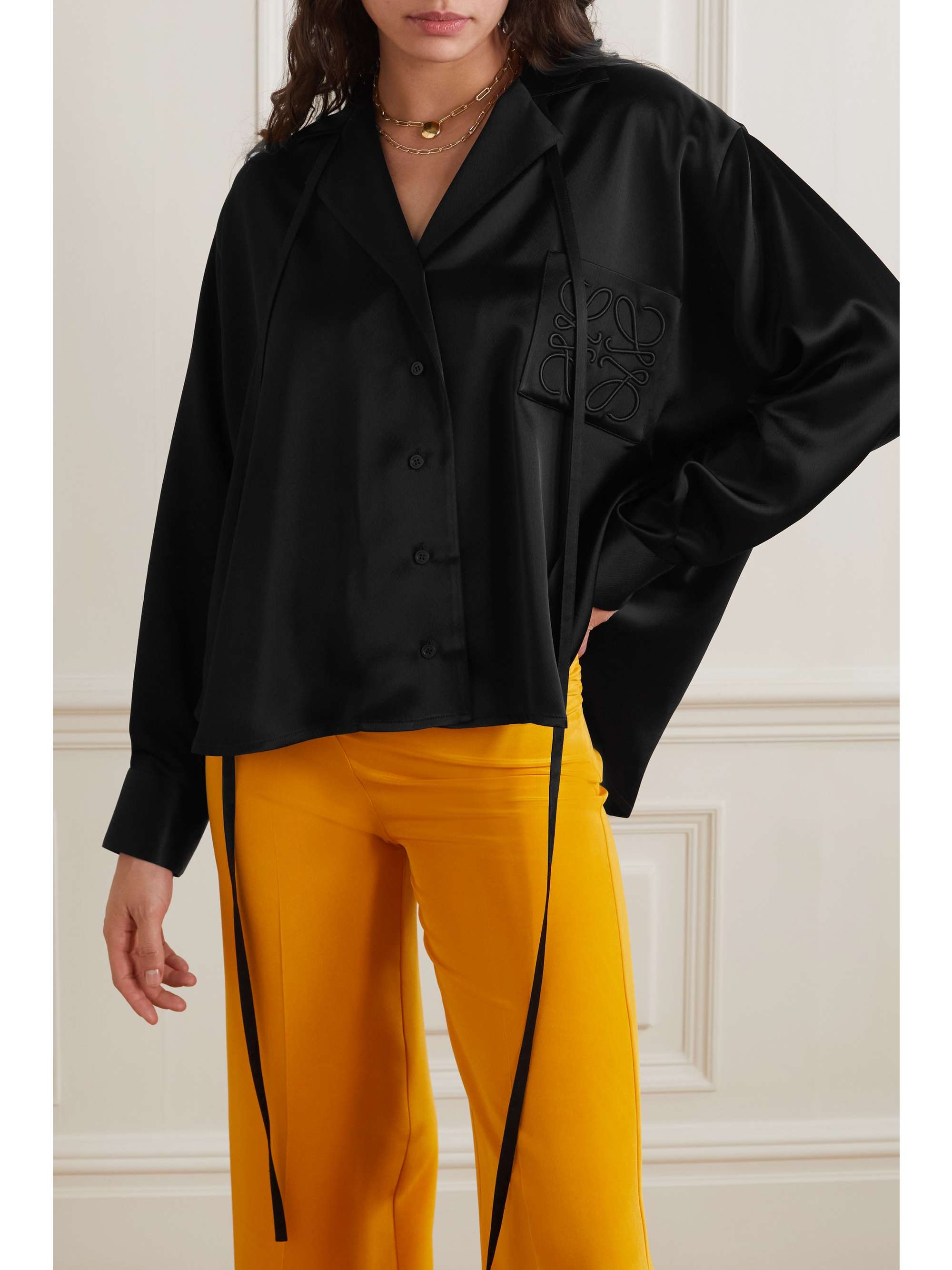 LOEWE Embroidered satin blouse