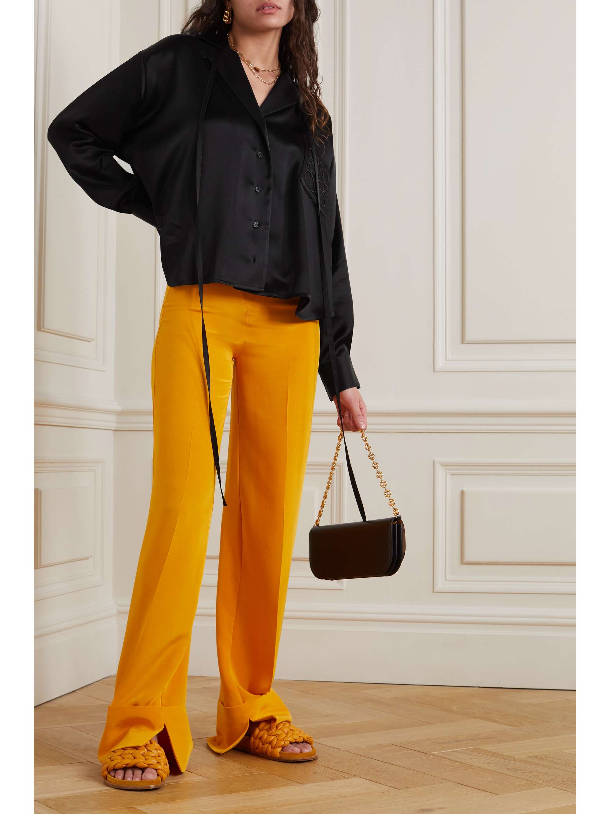 LOEWE Embroidered satin blouse