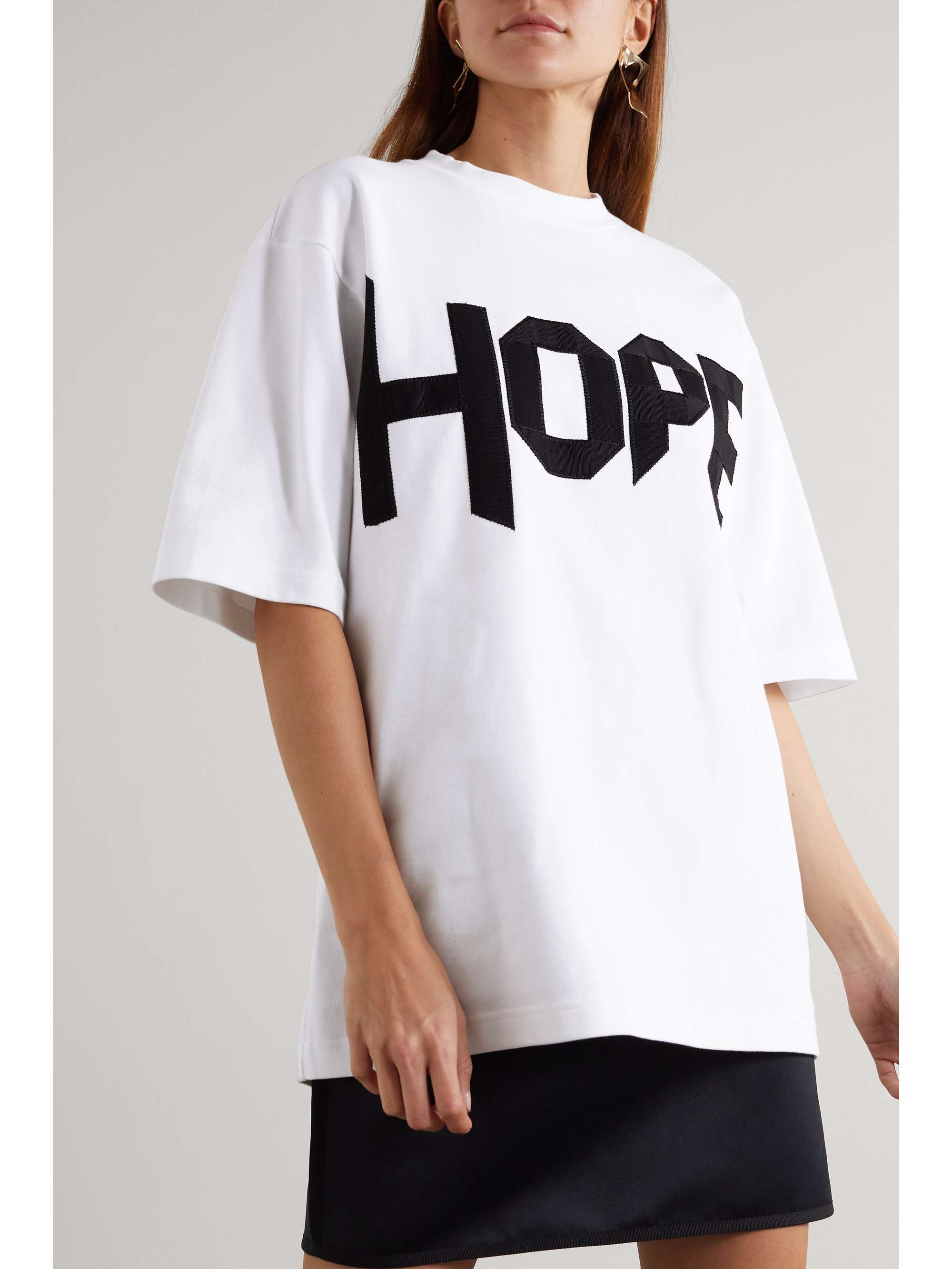 AZ FACTORY Hope 大廓形罗缎边饰有机纯棉平纹布 T 恤