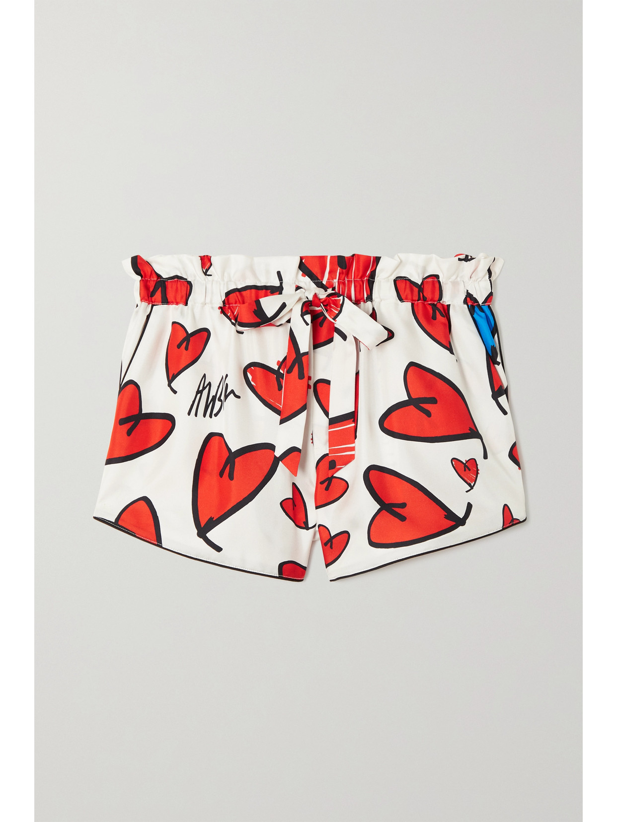 AZ Factory Printed Mulberry Silk-twill Pajama Shorts - White