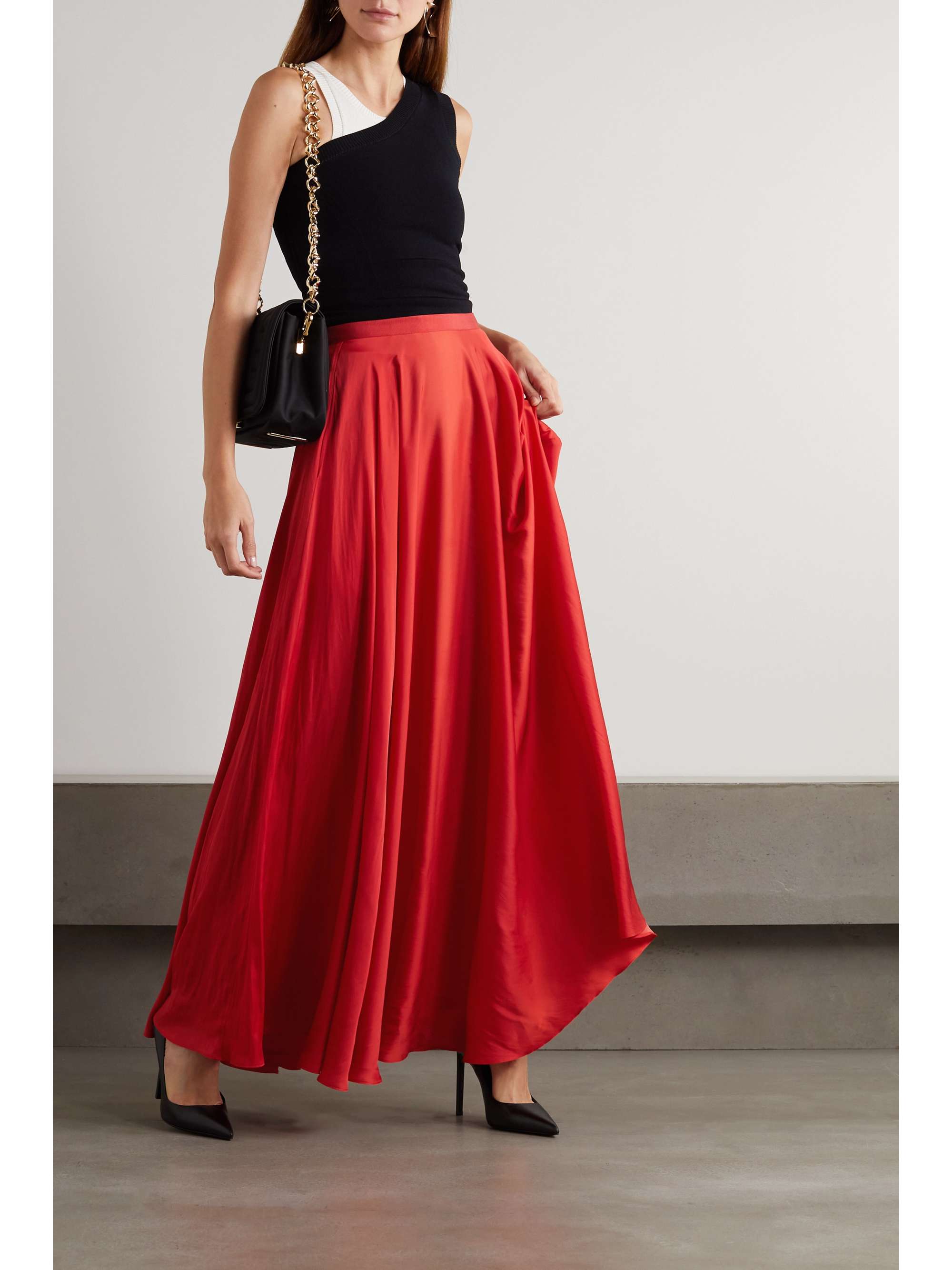 maxi skirt red