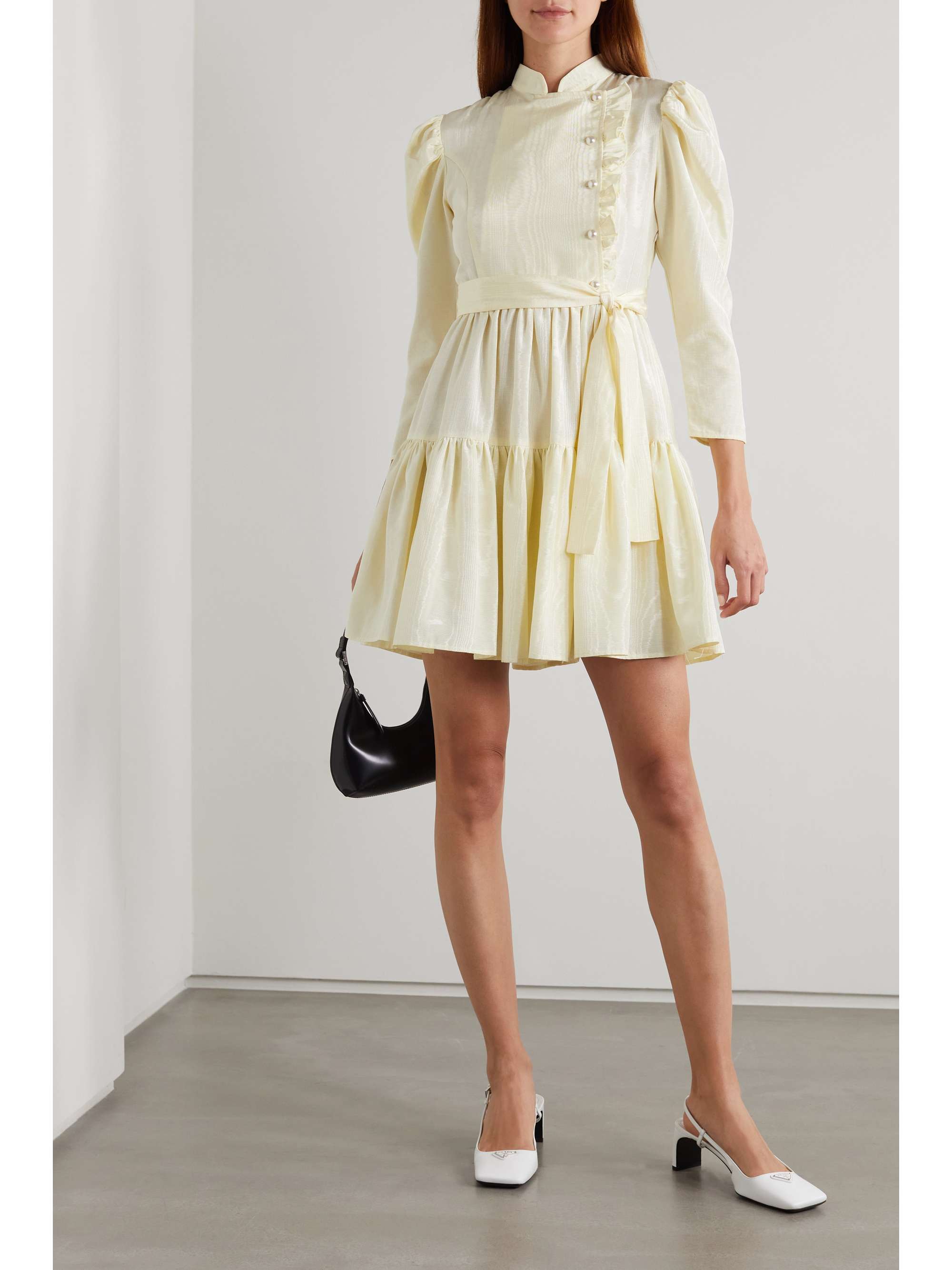 BATSHEVA Sadie belted ruffled moire mini dress NETAPORTER