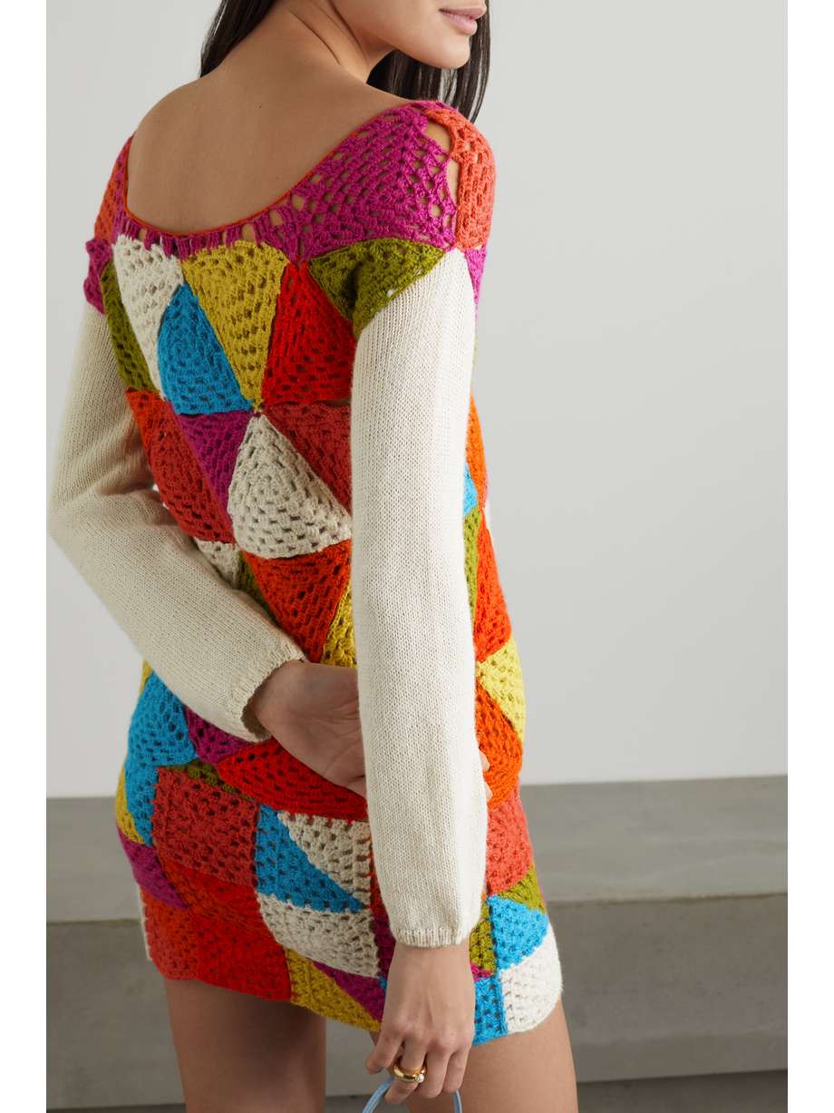 BATSHEVA Vivien patchwork crochetknit alpaca sweater NETAPORTER
