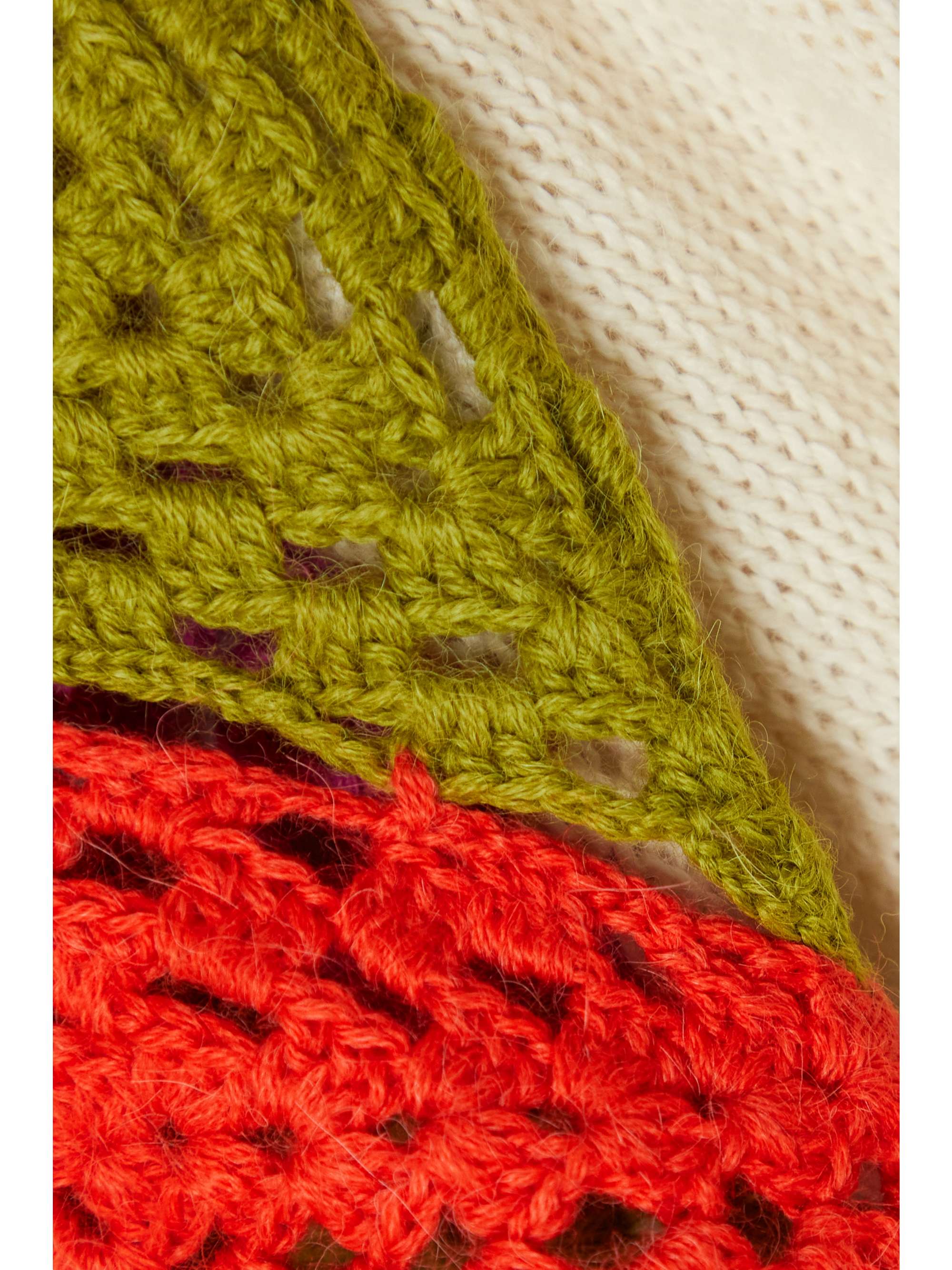 BATSHEVA Vivien patchwork crochetknit alpaca sweater NETAPORTER US