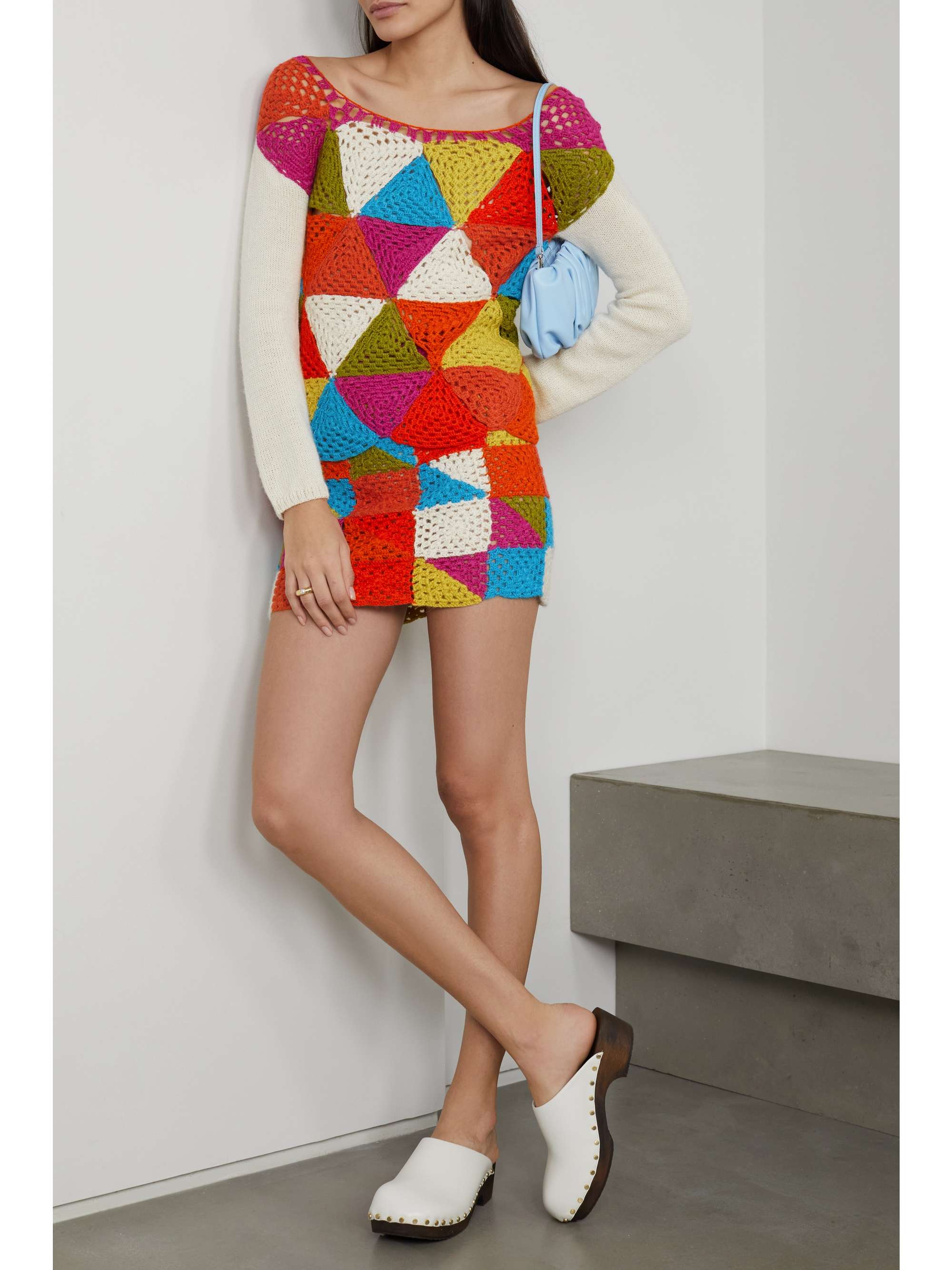 BATSHEVA Vivien patchwork crochetknit alpaca sweater NETAPORTER