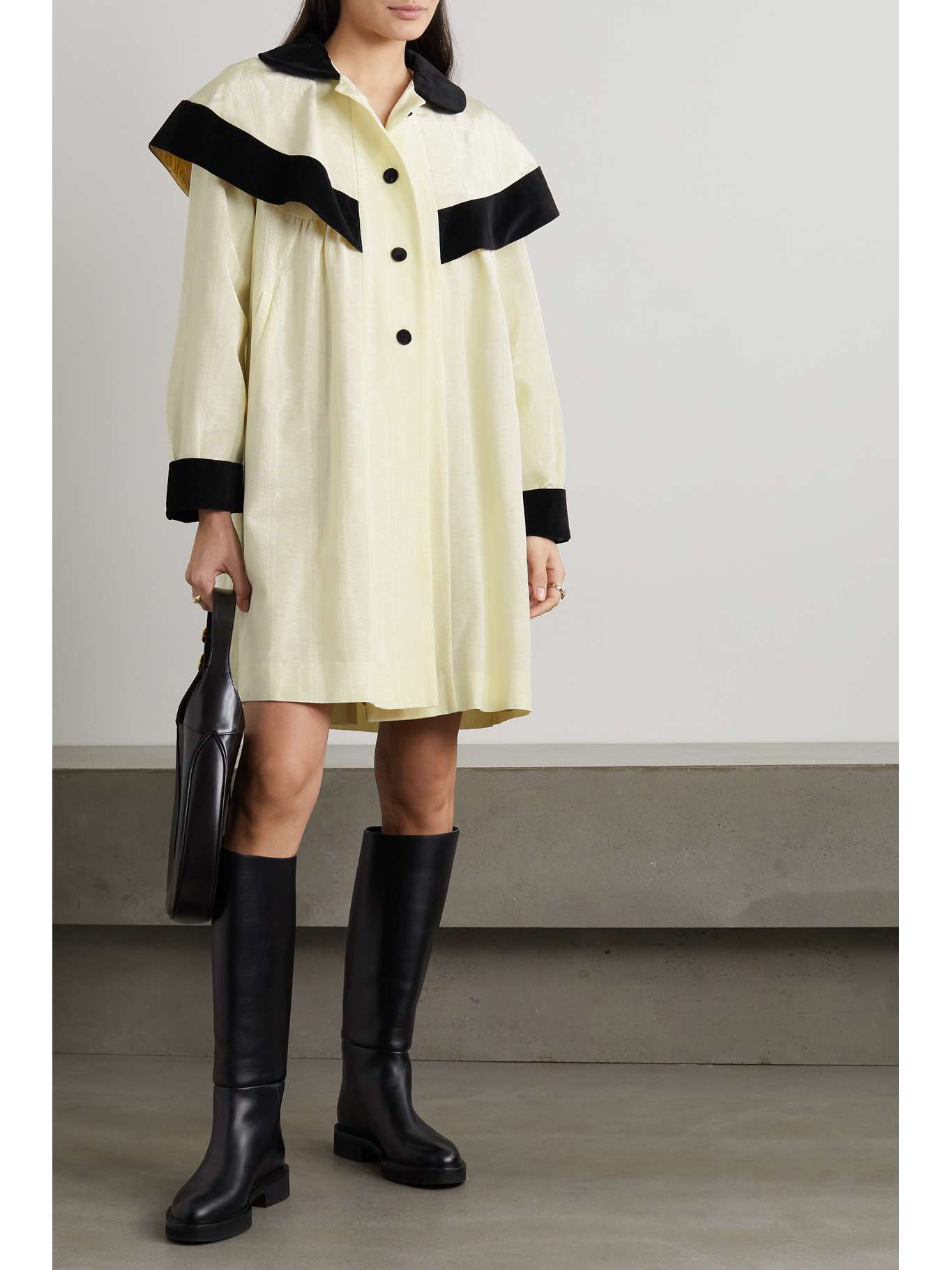 BATSHEVA Maxine velvettrimmed moiré dress NETAPORTER