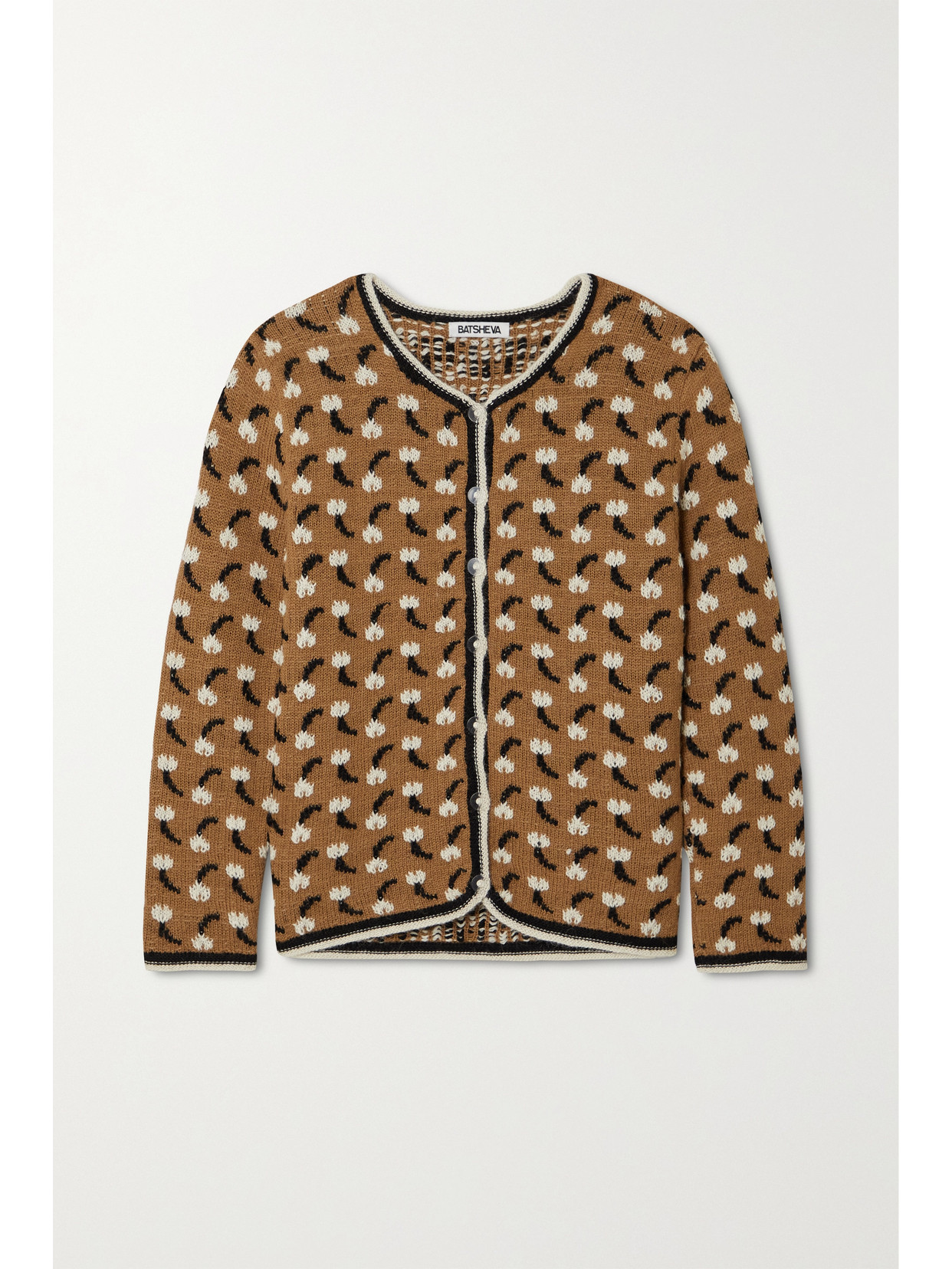 BATSHEVA Tulip Intarsia Alpaca Cardigan