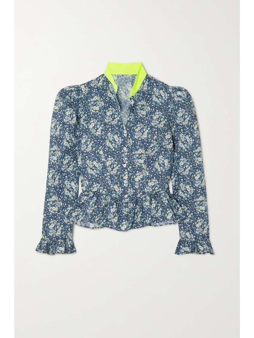 Batsheva + Laura Ashley Grace Floral-print Cotton-poplin Blouse