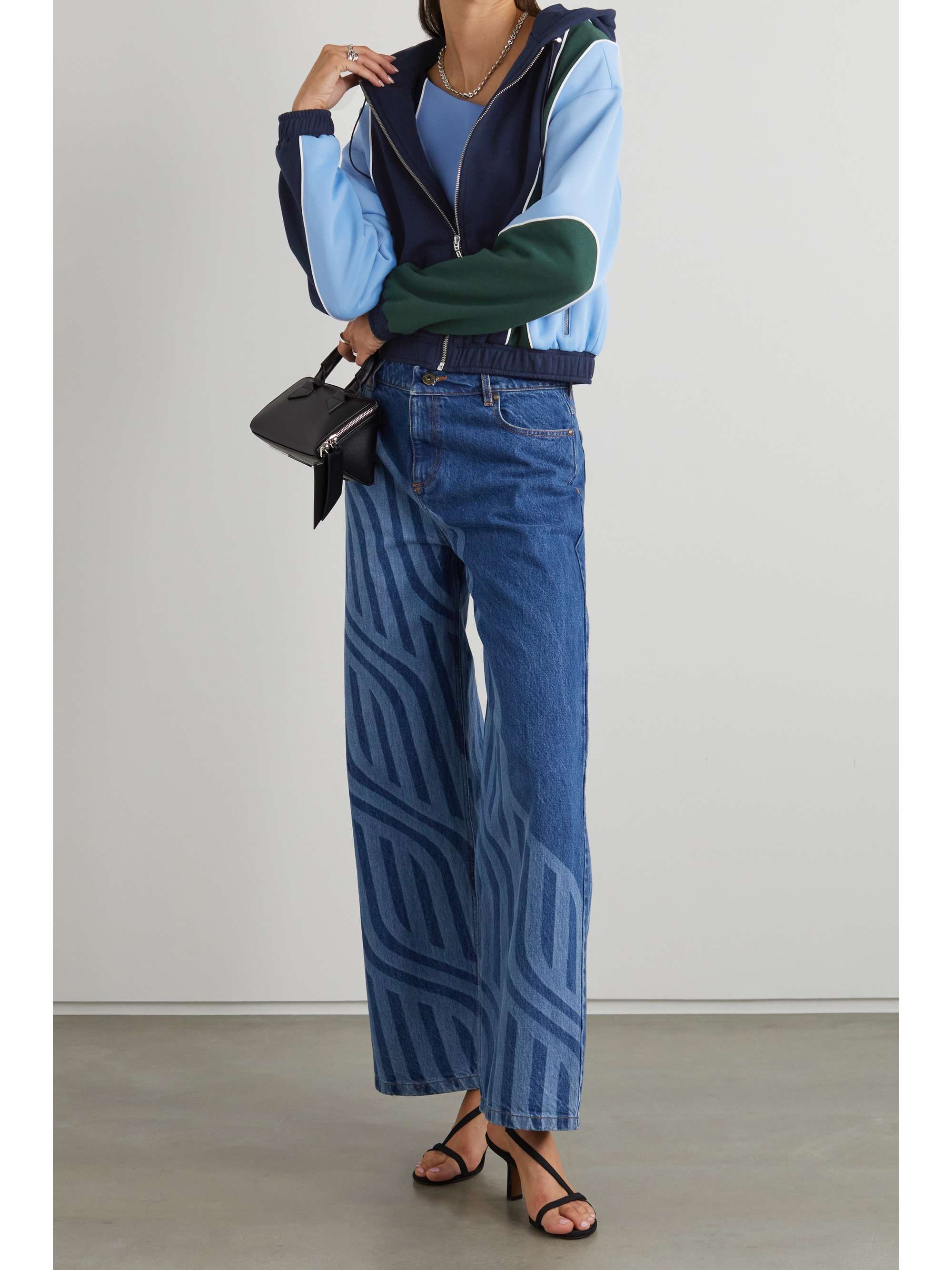 AHLUWALIA Femi printed color-block jersey hoodie