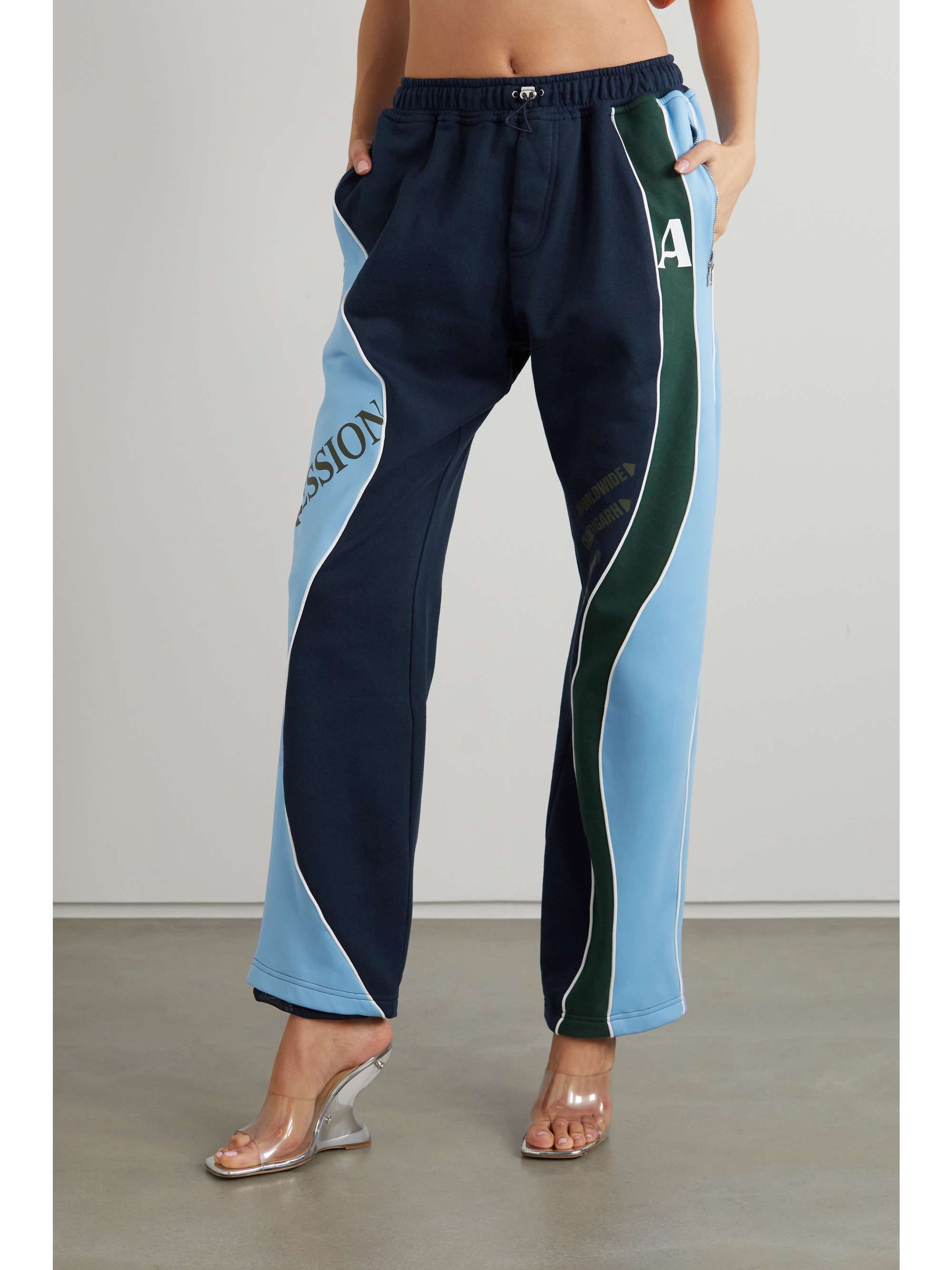 AHLUWALIA Femi printed color-block jersey track pants