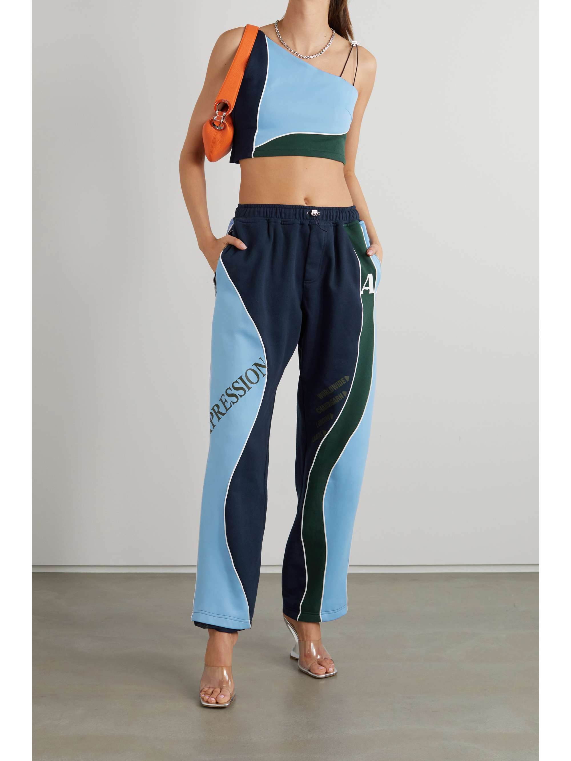 AHLUWALIA Femi printed color-block jersey track pants