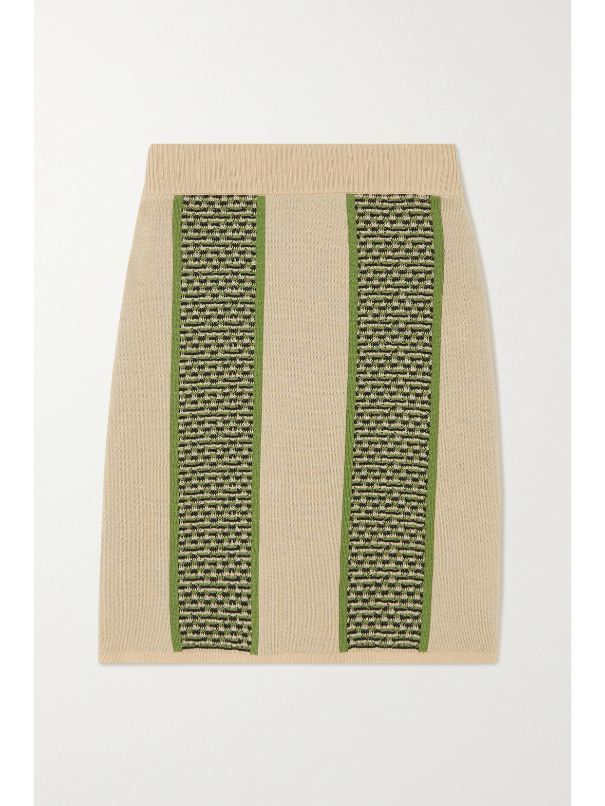 AHLUWALIA JACQUARD-KNIT MERINO WOOL MINI SKIRT