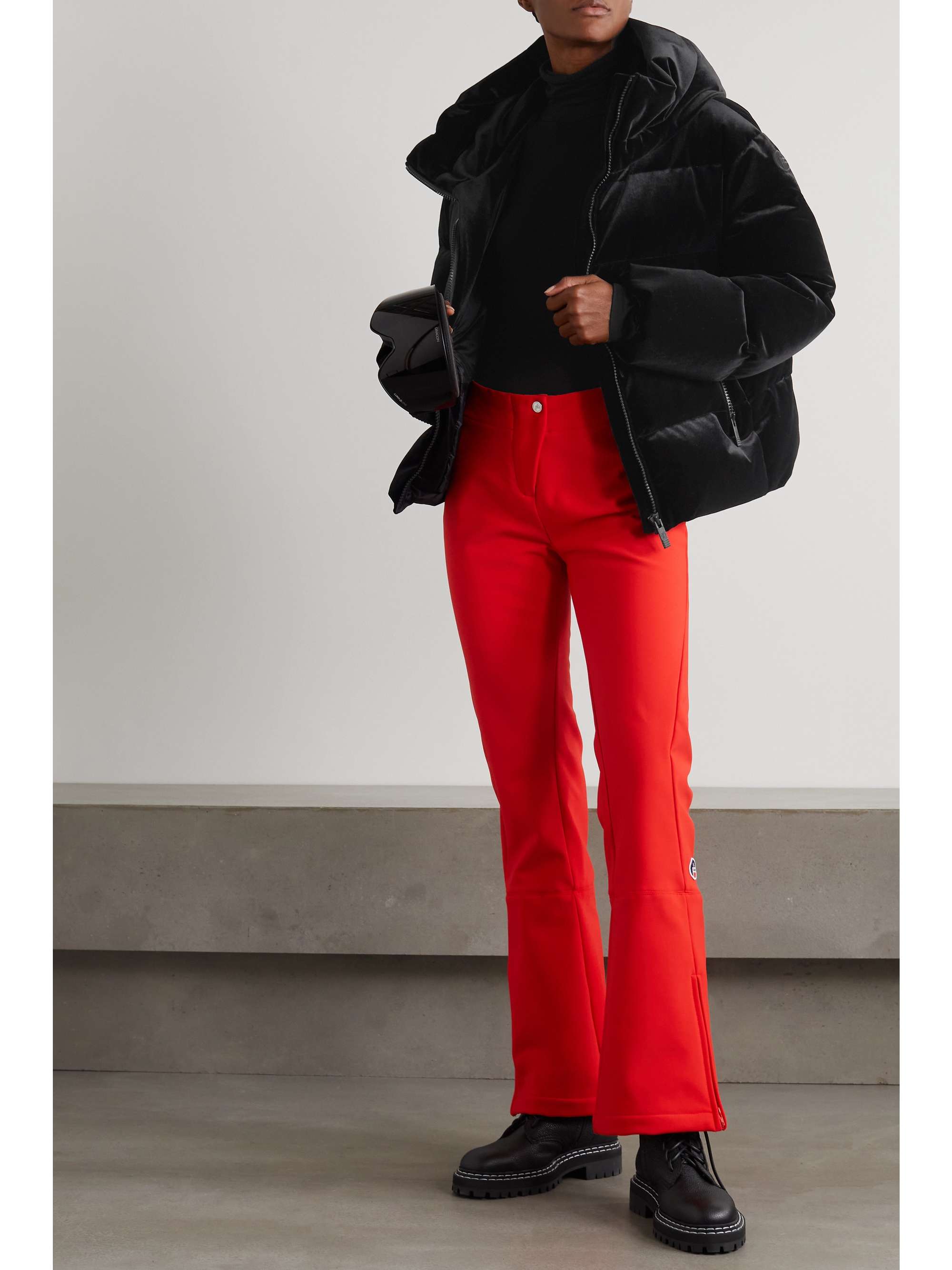 FUSALP Barsy Velours hooded quilted stretch-velvet down ski jacket