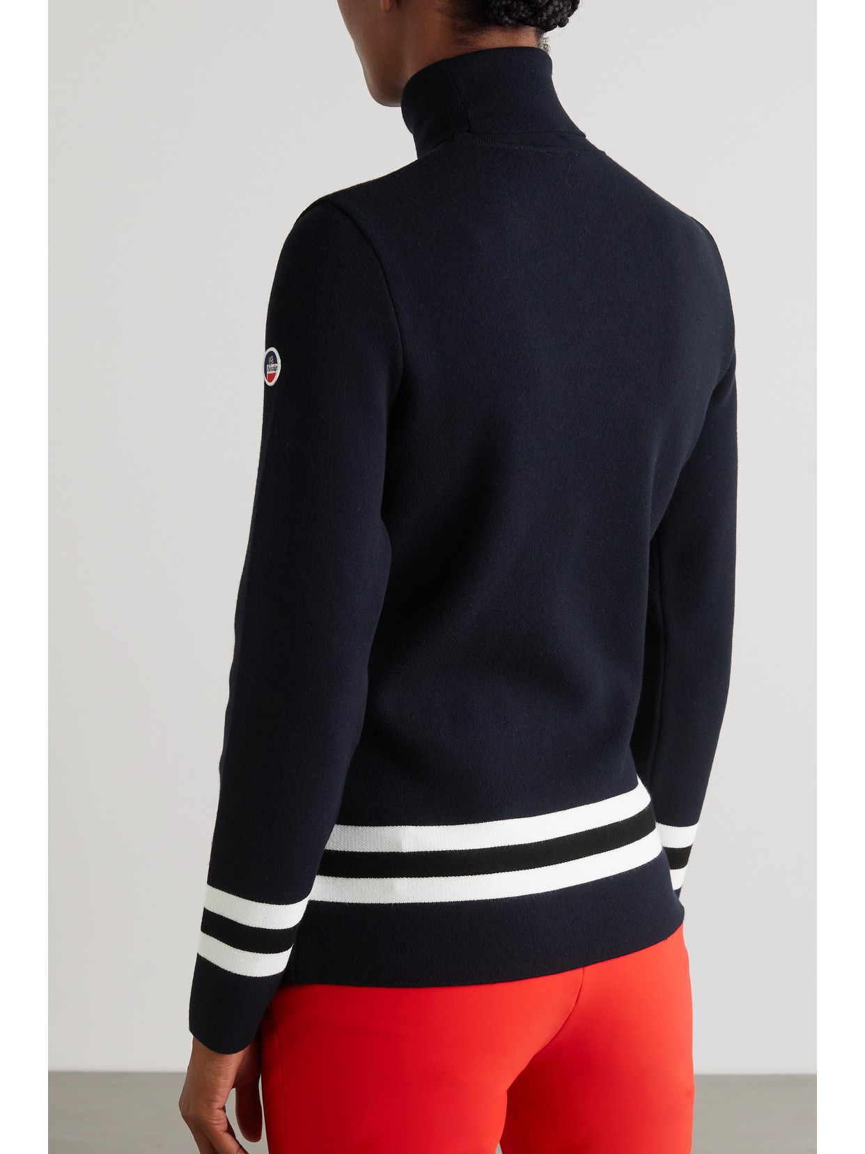 Fusalp Judith Striped Knitted Turtleneck Sweater In Blue