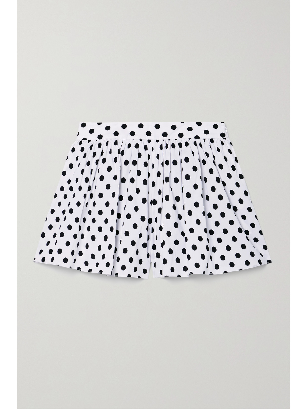 CAROLINE CONSTAS TEAGEN PLEATED POLKA-DOT COTTON-BLEND POPLIN SHORTS