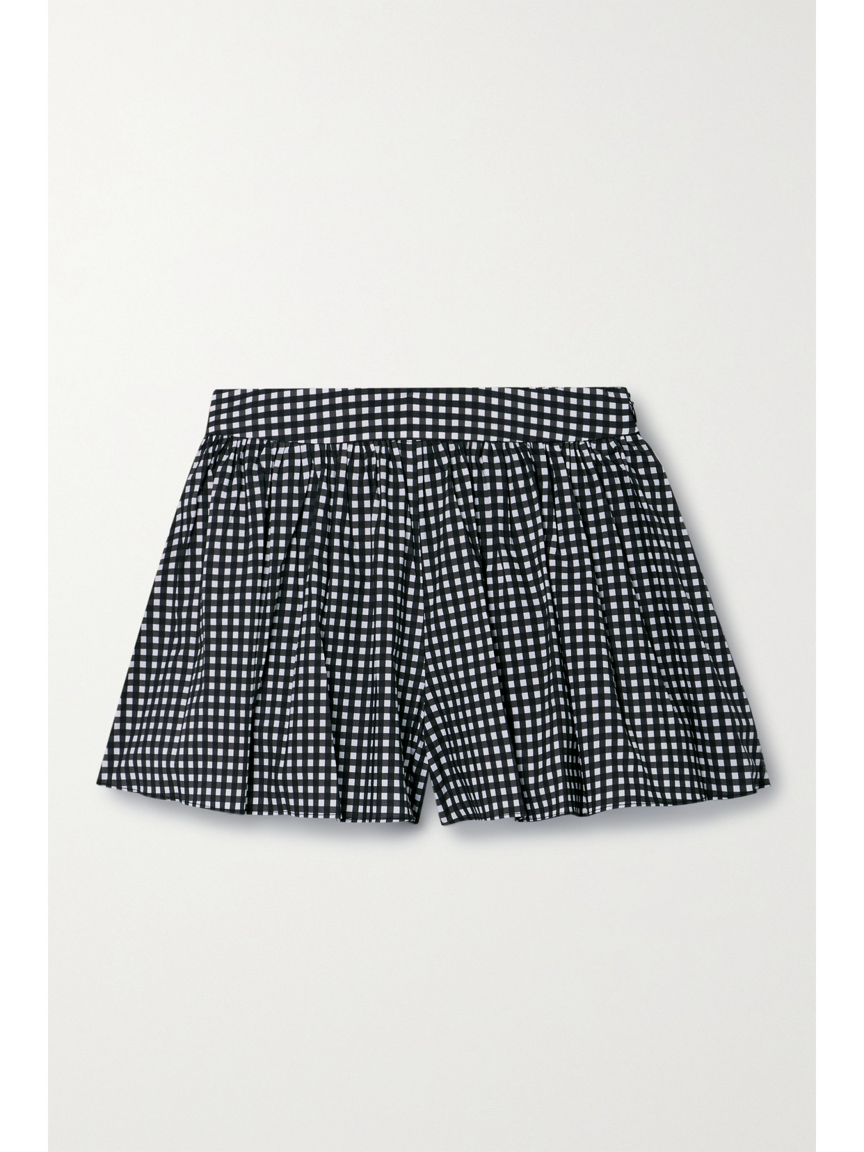 CAROLINE CONSTAS Teagen Pleated Gingham Cotton-blend Poplin Shorts - Black
