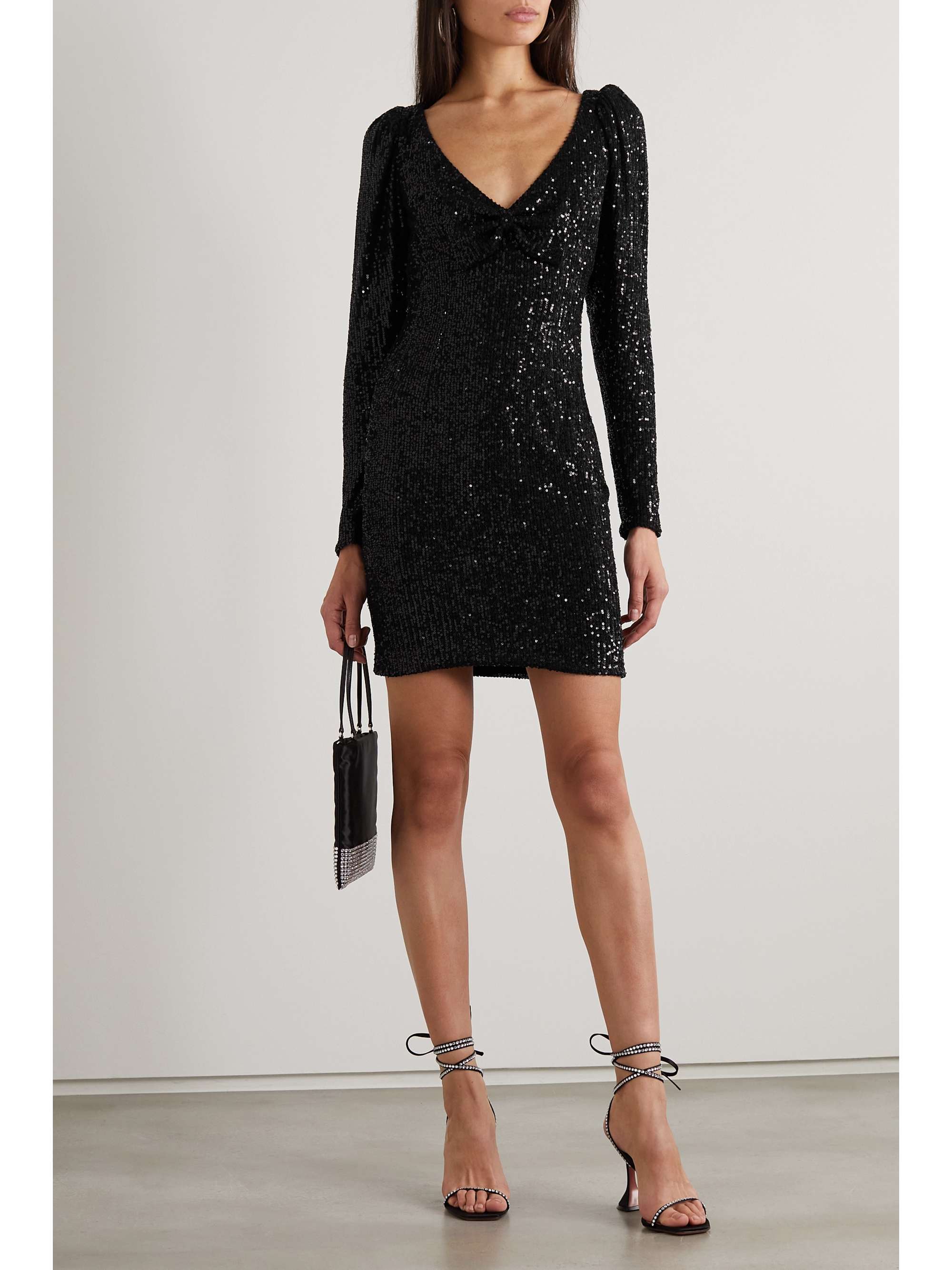 Black Taylor sequined stretch-tulle 
