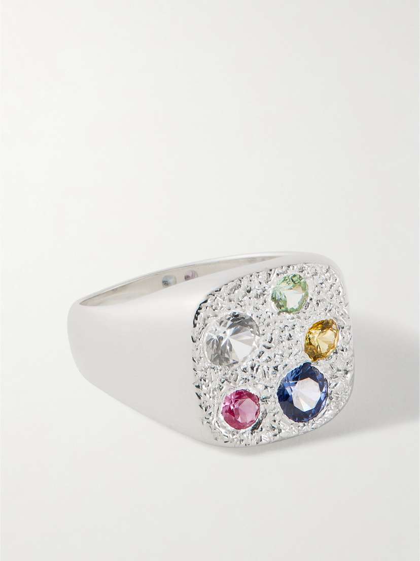 Bleue Burnham Hanging Basket Sterling Silver Laboratory-grown Sapphire Ring