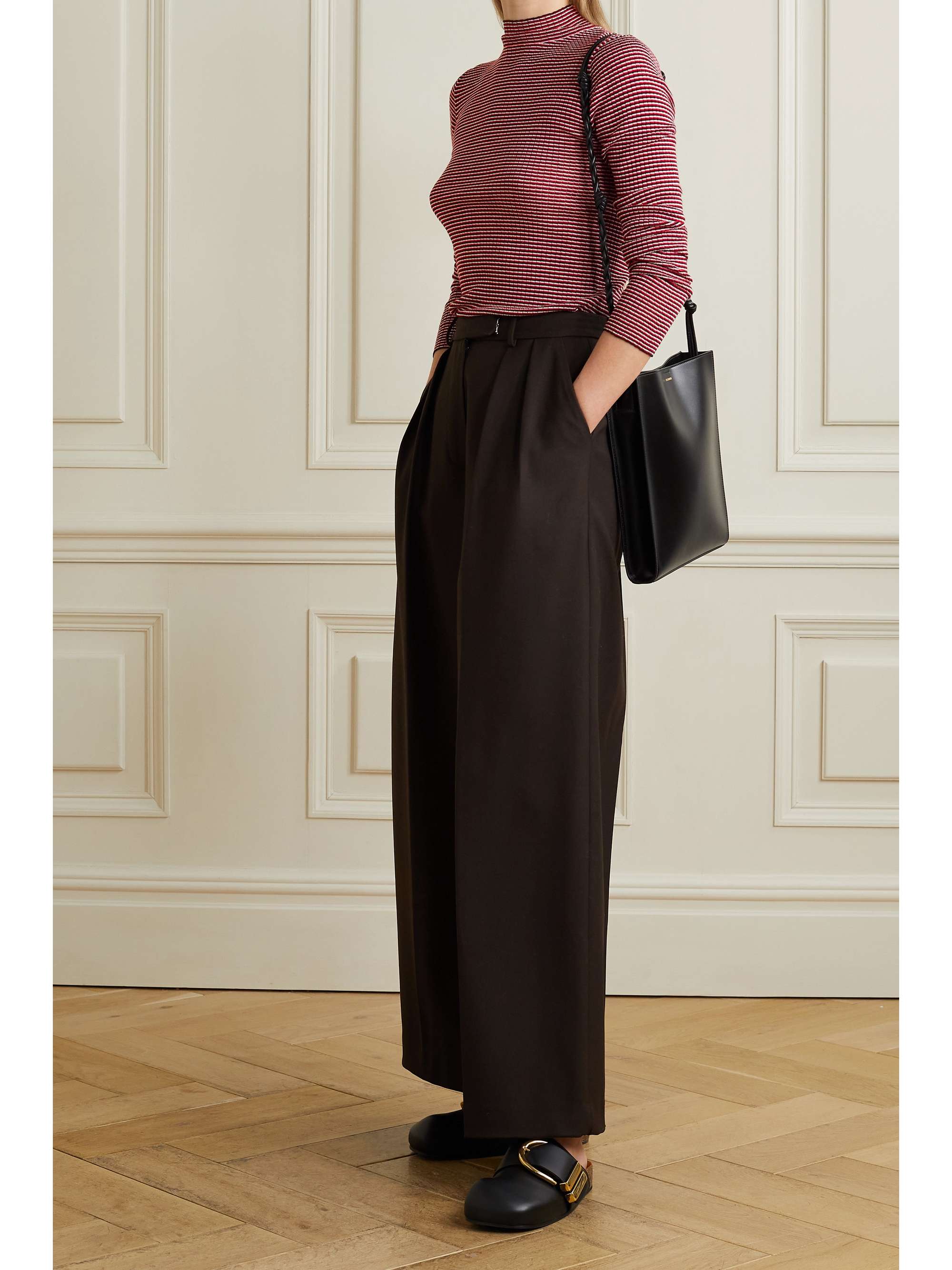 CEFINN Mila ribbed striped wool turtleneck top