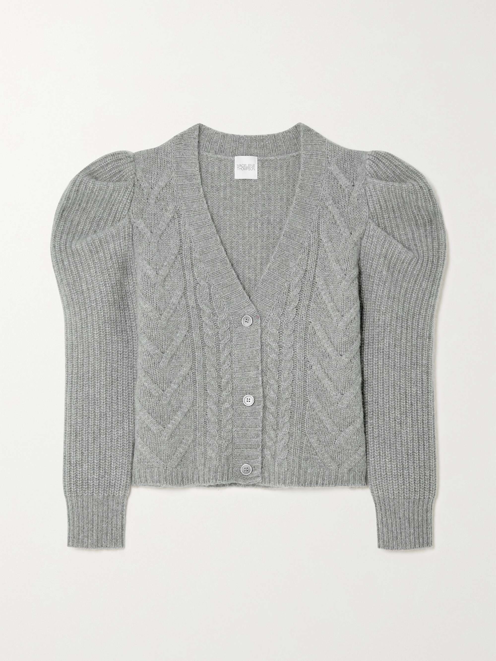 MADELEINE THOMPSON Leo ruched cable-knit wool and cashmere-blend cardigan |  NET-A-PORTER