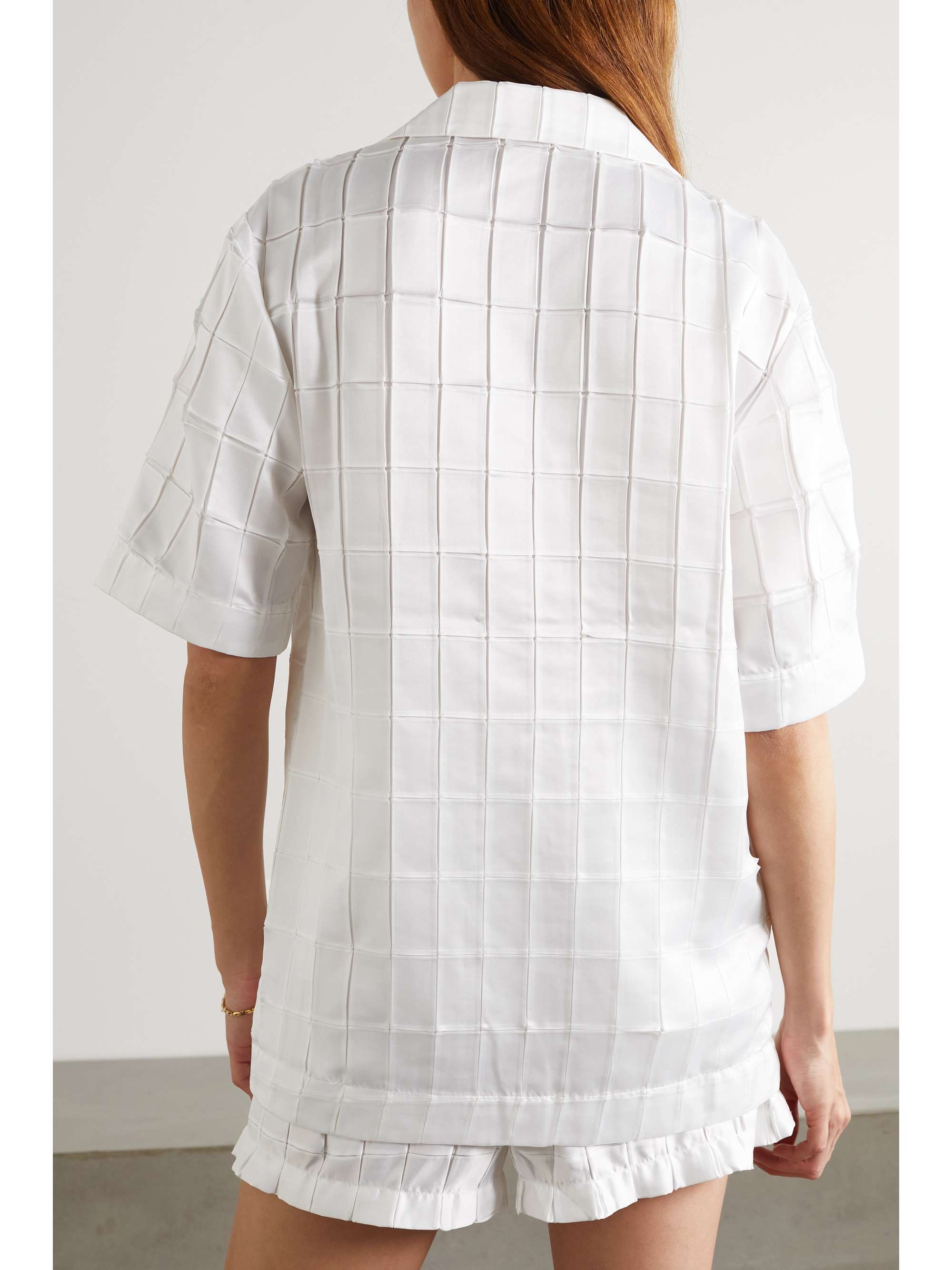MAISON ESSENTIELE + NET SUSTAIN embossed recycled satin pajama shirt