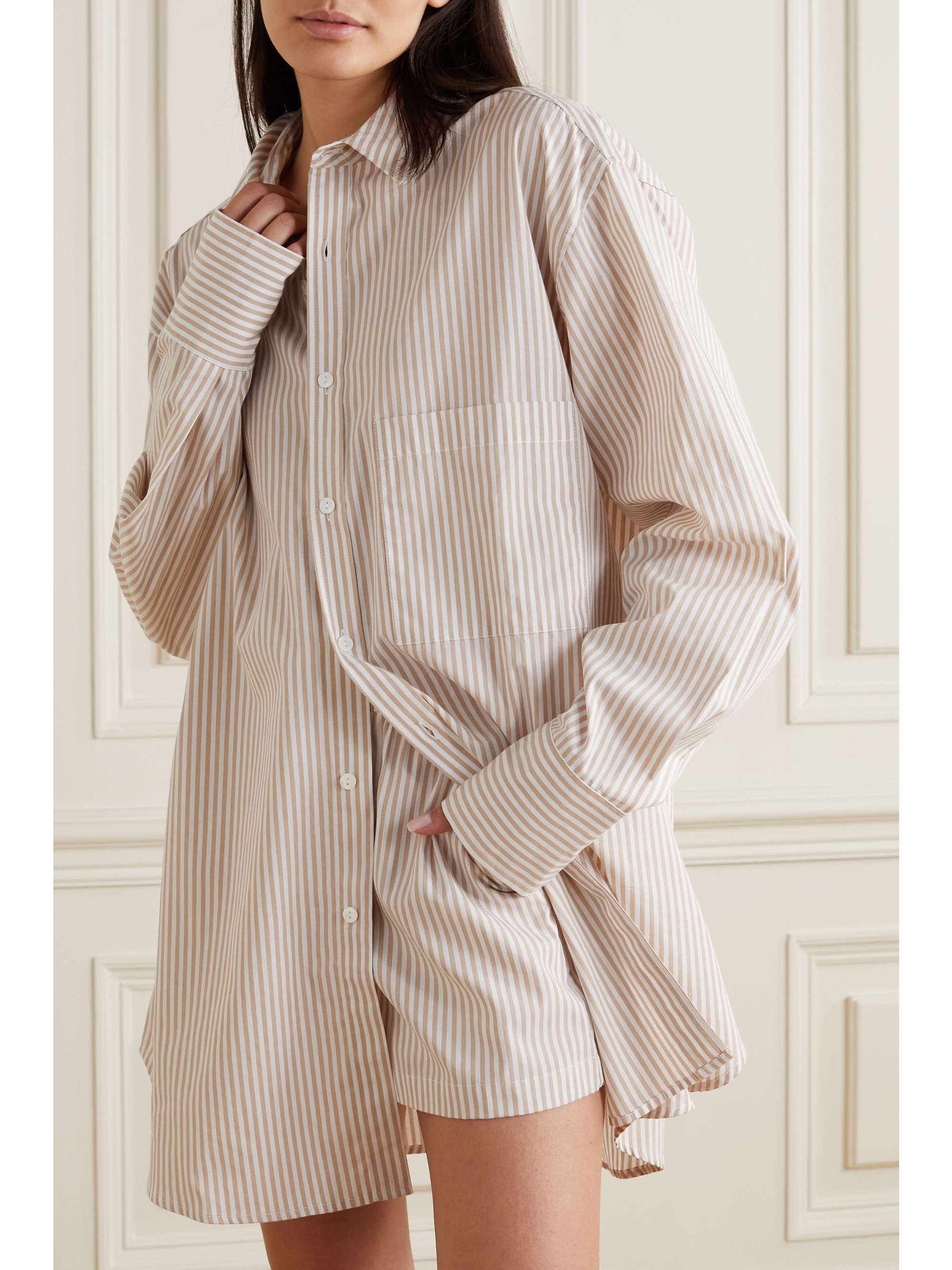 MAISON ESSENTIELE + NET SUSTAIN striped organic cotton-poplin pajama shirt