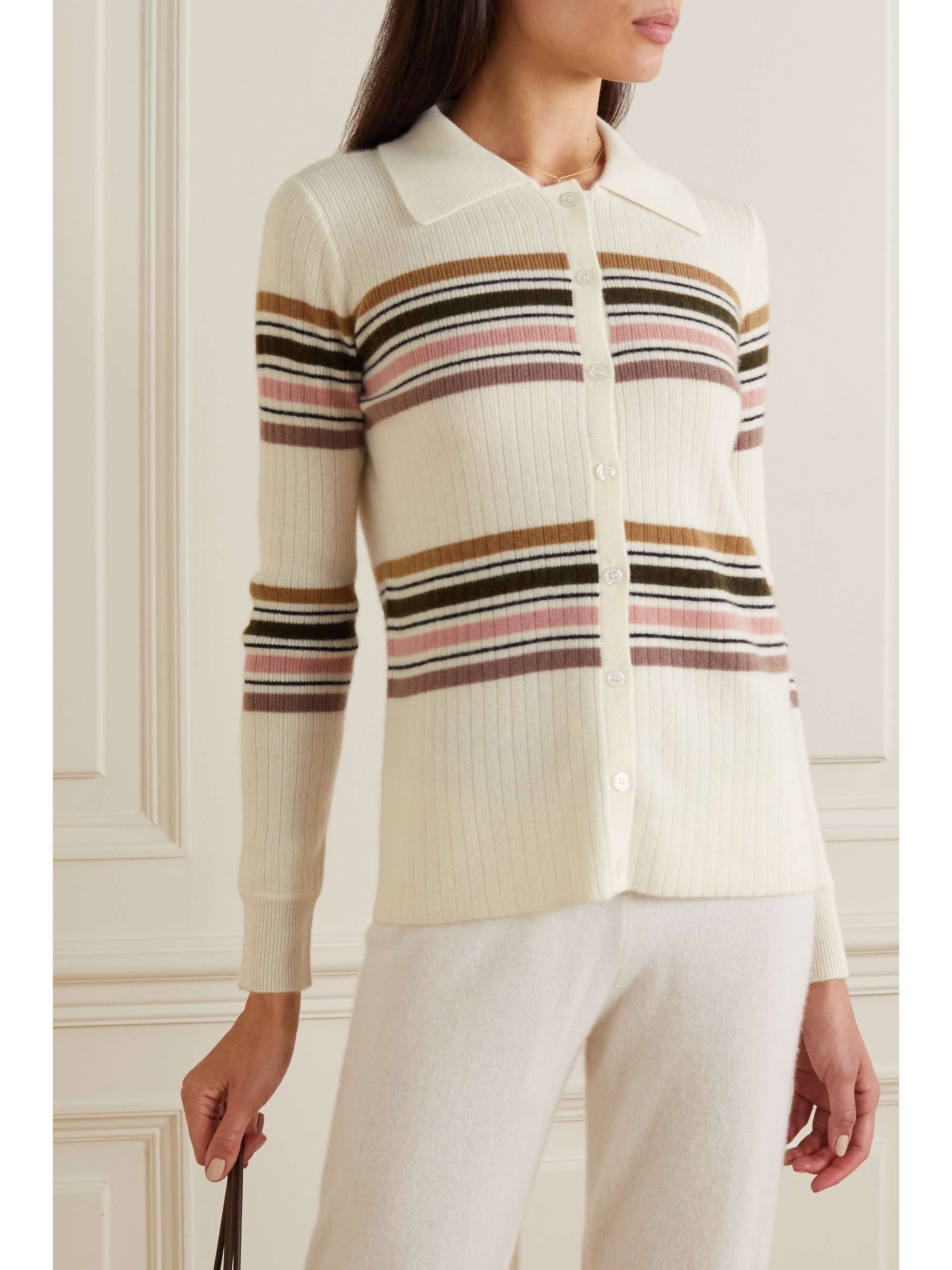 MADELEINE THOMPSON Neptune striped ribbed cashmere cardigan