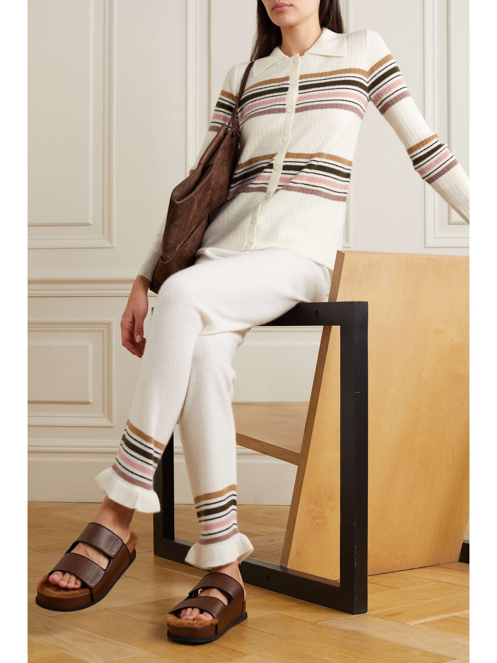 MADELEINE THOMPSON Neptune striped ribbed cashmere cardigan