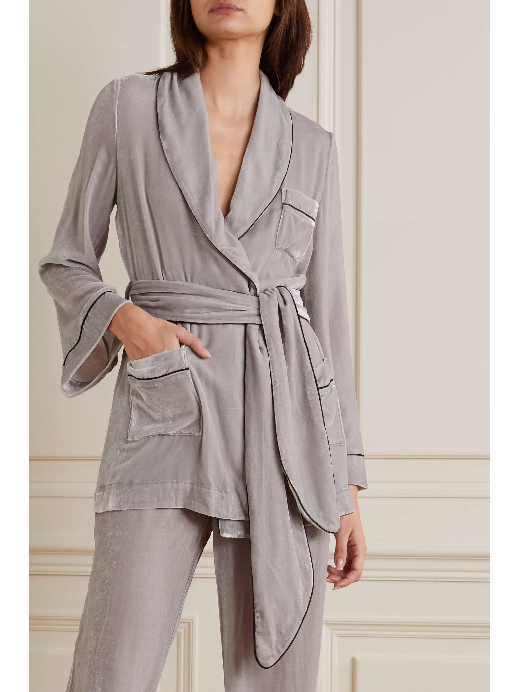 SLEEPING WITH JACQUES + NET SUSTAIN Bon Vivant belted velvet robe