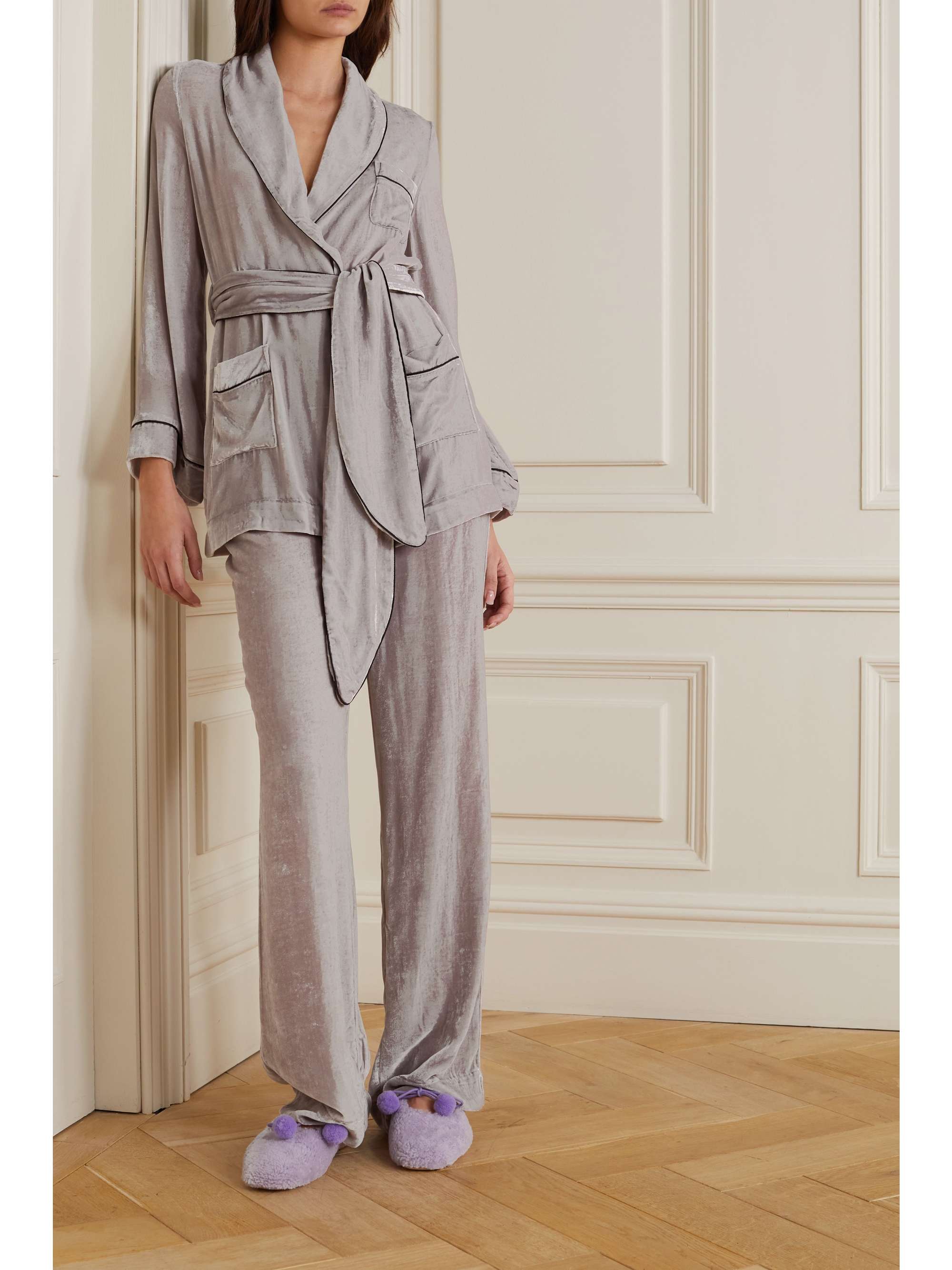SLEEPING WITH JACQUES + NET SUSTAIN Bon Vivant belted velvet robe