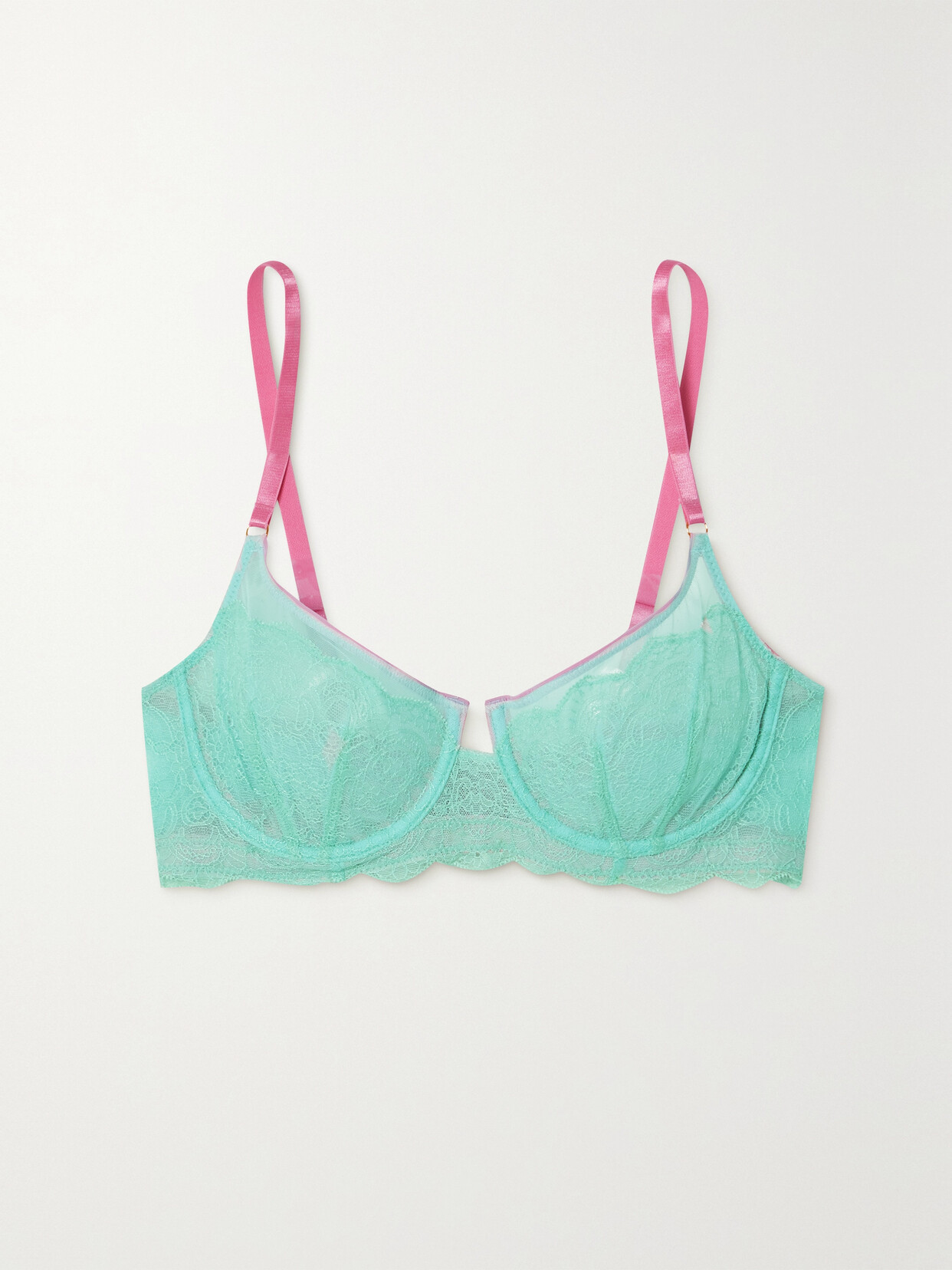 Dora Larsen Rosie Lace And Tulle Underwired Bra In Blue