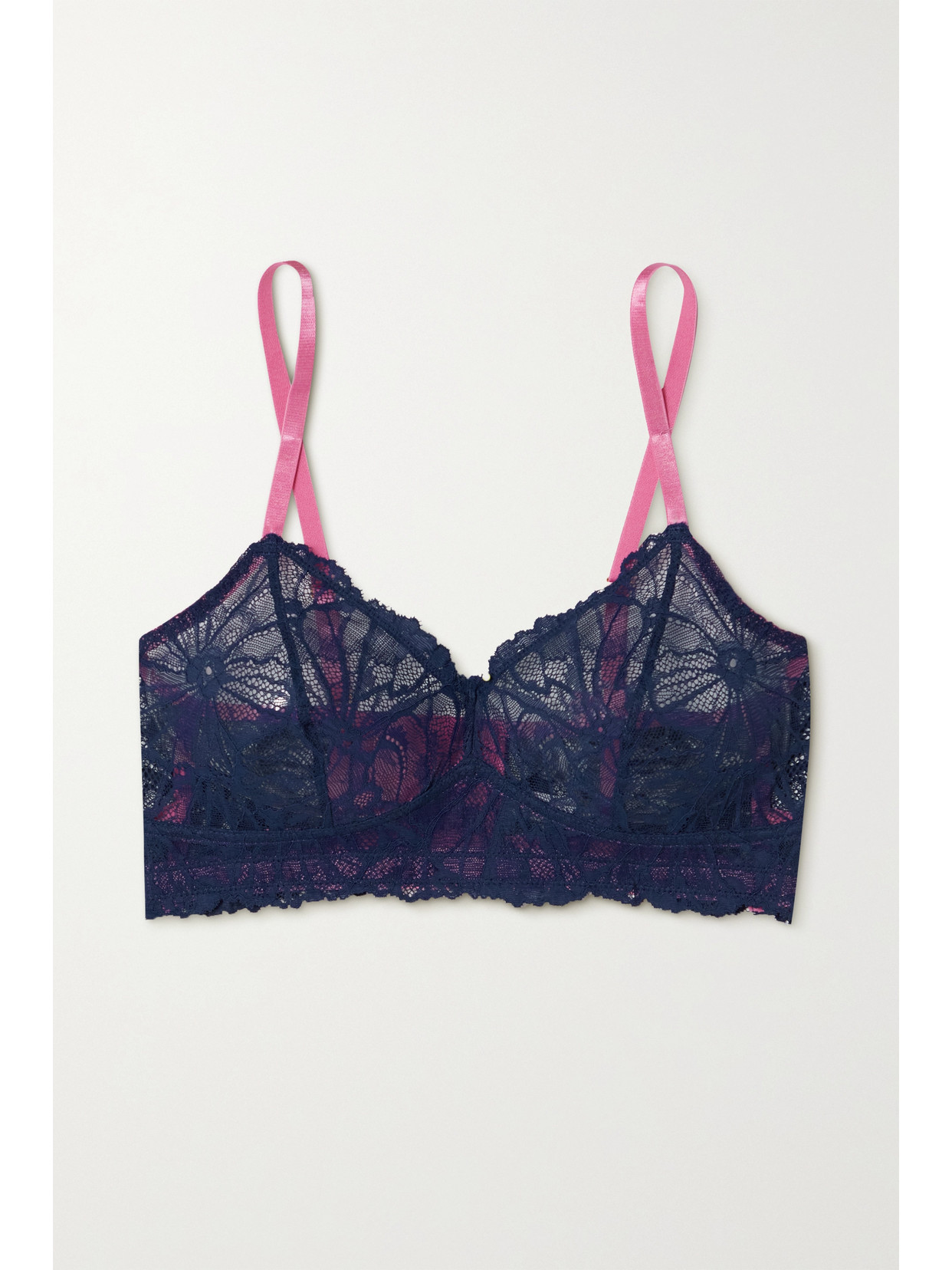 Dora Larsen + Net Sustain Ida Graphic Recycled Lace Soft-cup Bra In Blue