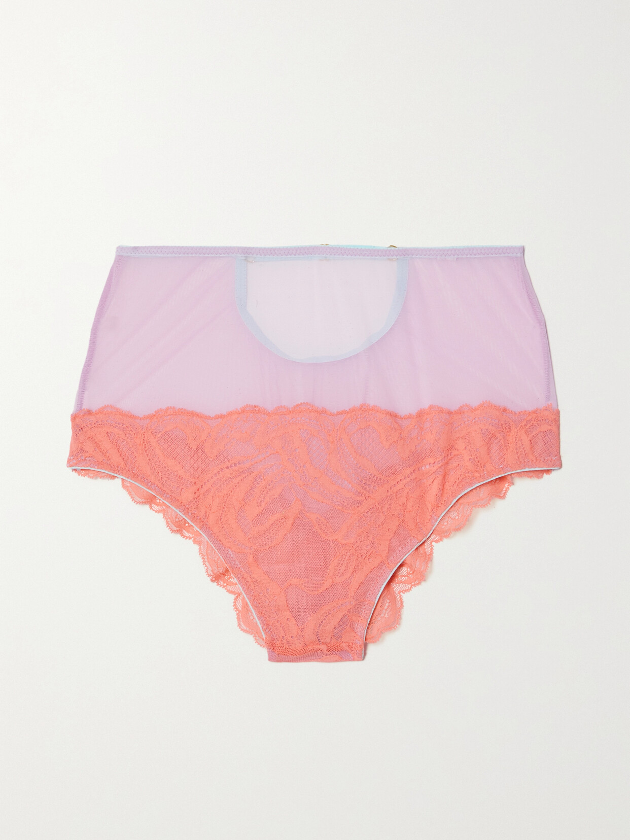 Dora Larsen Erin Cutout Tulle And Lace Briefs In Pink