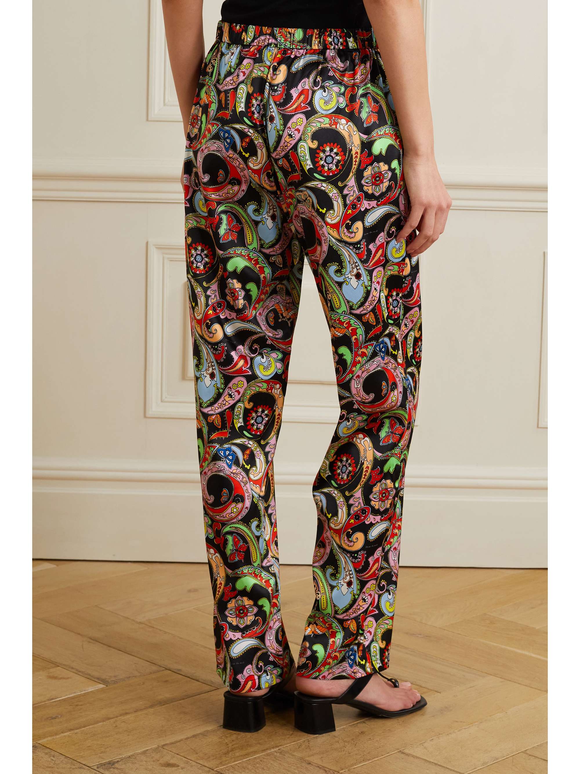 Black Paisley-print stretch-silk satin 