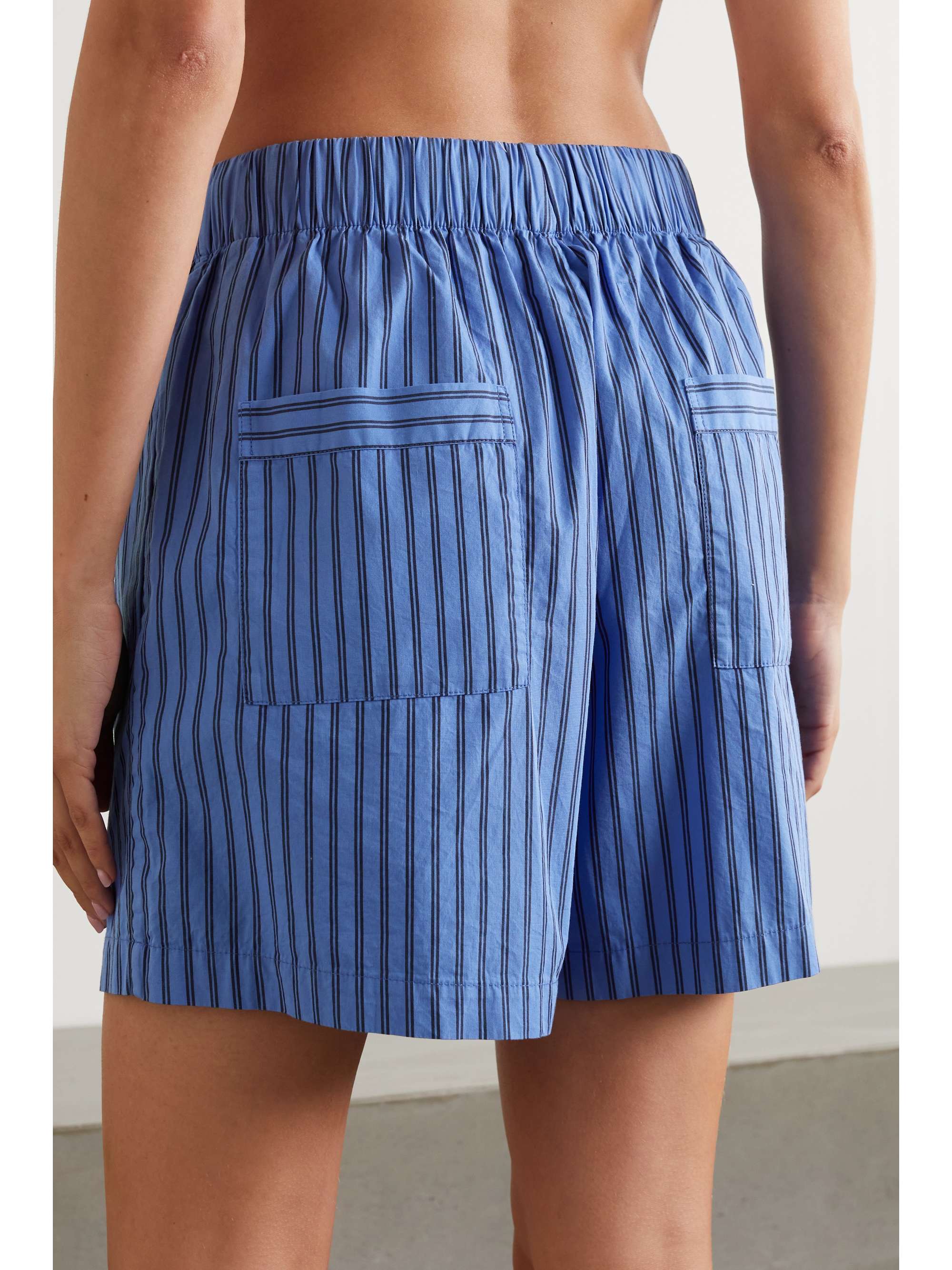 TEKLA Striped organic cotton-poplin pajama shorts