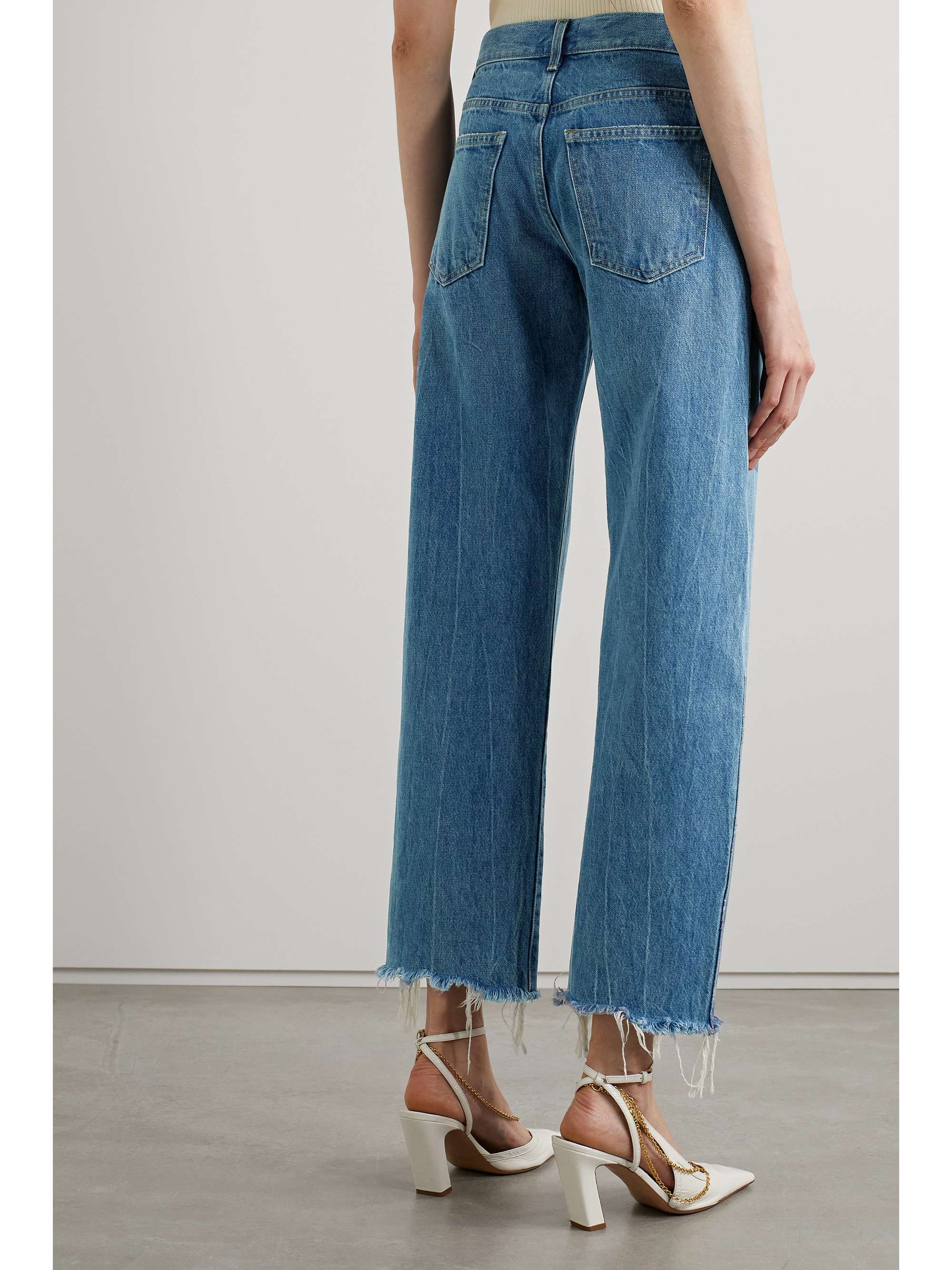 KHAITE Kerrie frayed mid-rise straight-leg jeans | NET-A-PORTER