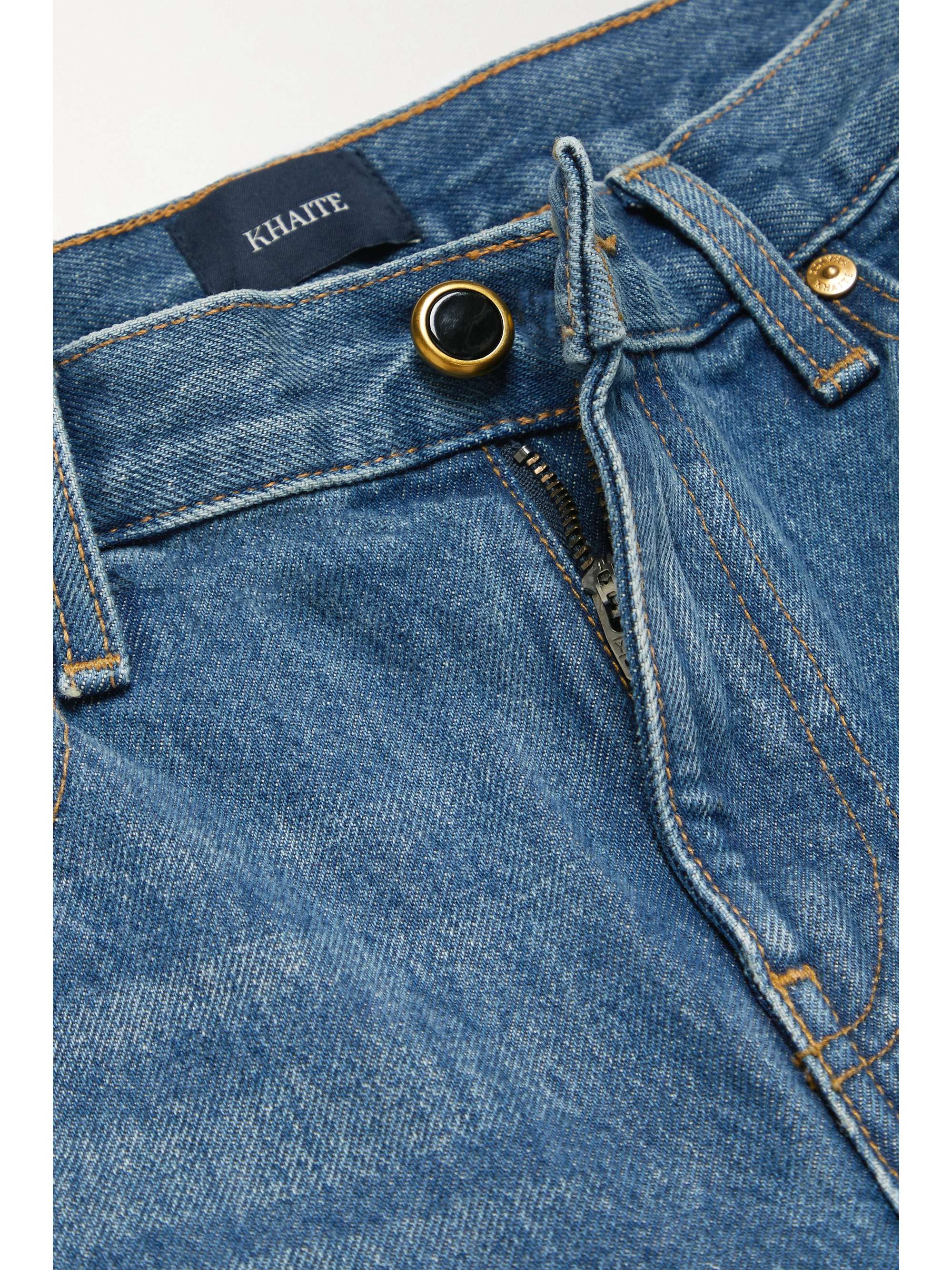 KHAITE Kerrie frayed mid-rise straight-leg jeans