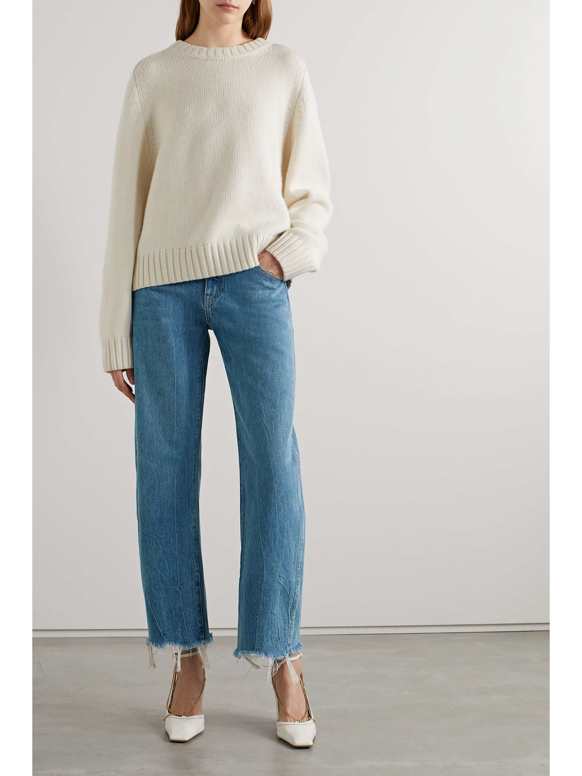 KHAITE Kerrie frayed mid-rise straight-leg jeans