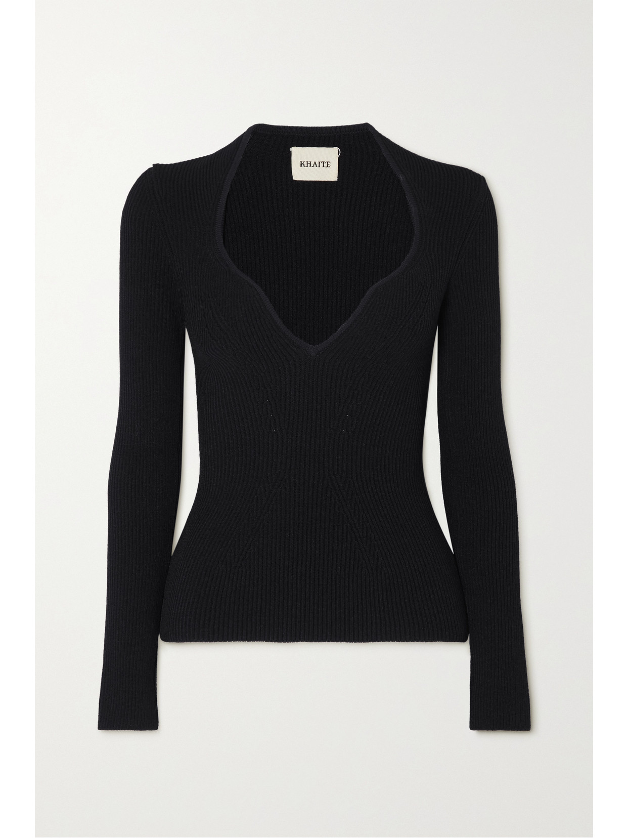Shop Khaite Kirah Ribbed-knit Sweater In Black
