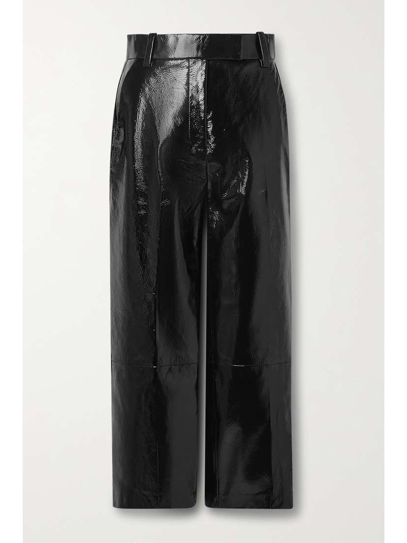 Khaite — Melie cropped crinkled patent-leather straight-leg pants