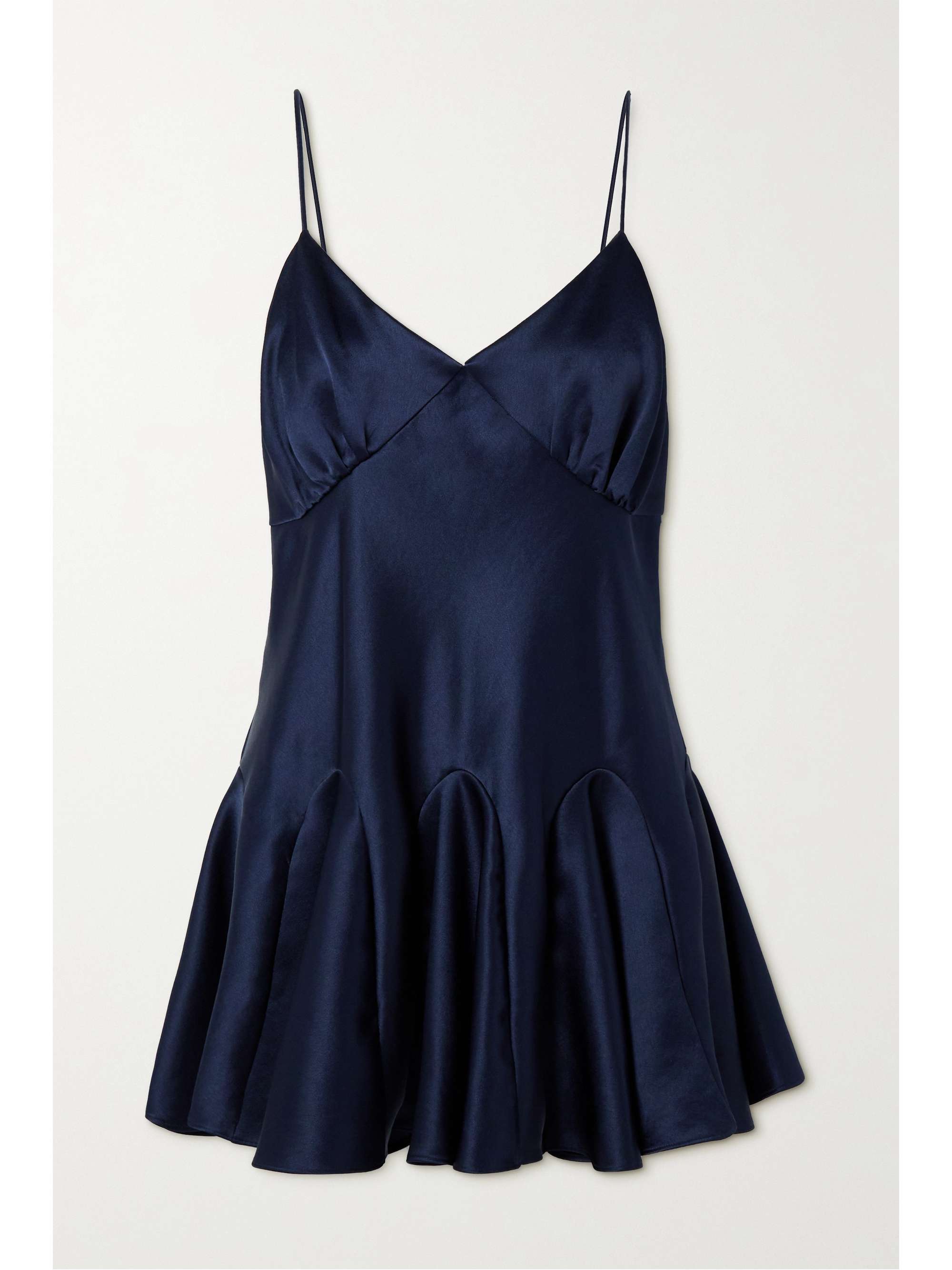 navy satin mini dress